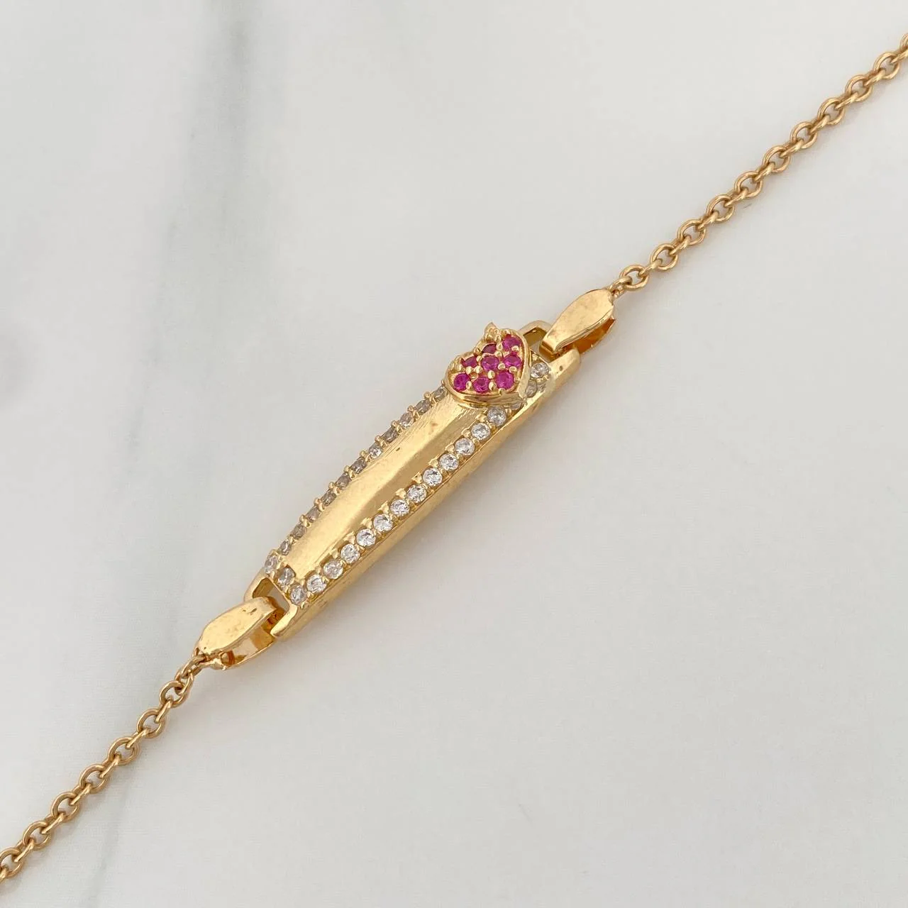 Pulso Placa Bebe Aro Seguido Corazon 2.9gr / 13.5cm / 0.7mm Oro Amarillo 18K % - Image 4