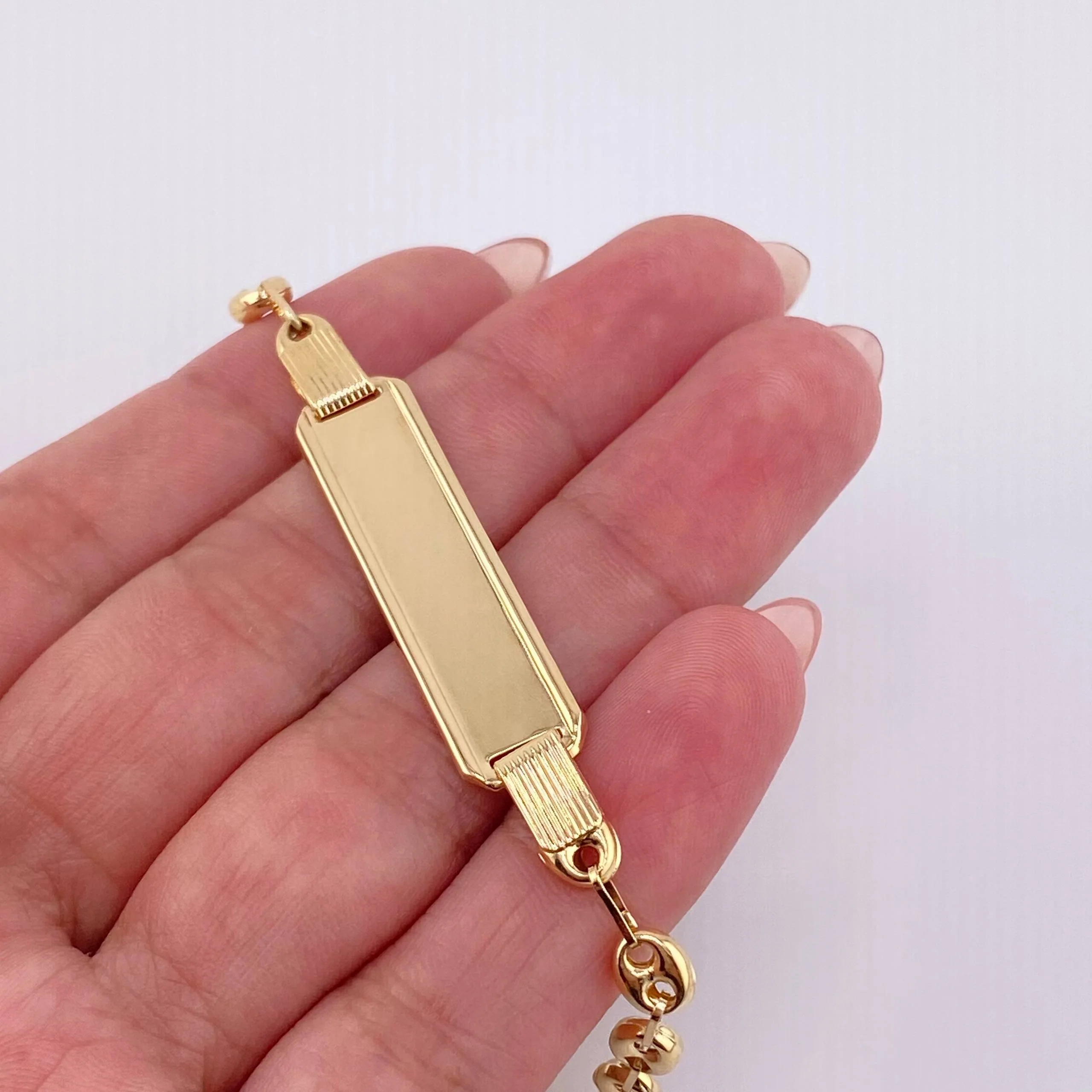 Pulso Placa GC Robusta 3.95gr / 20cm / 4.8mm Oro Amarillo 18K - Image 3