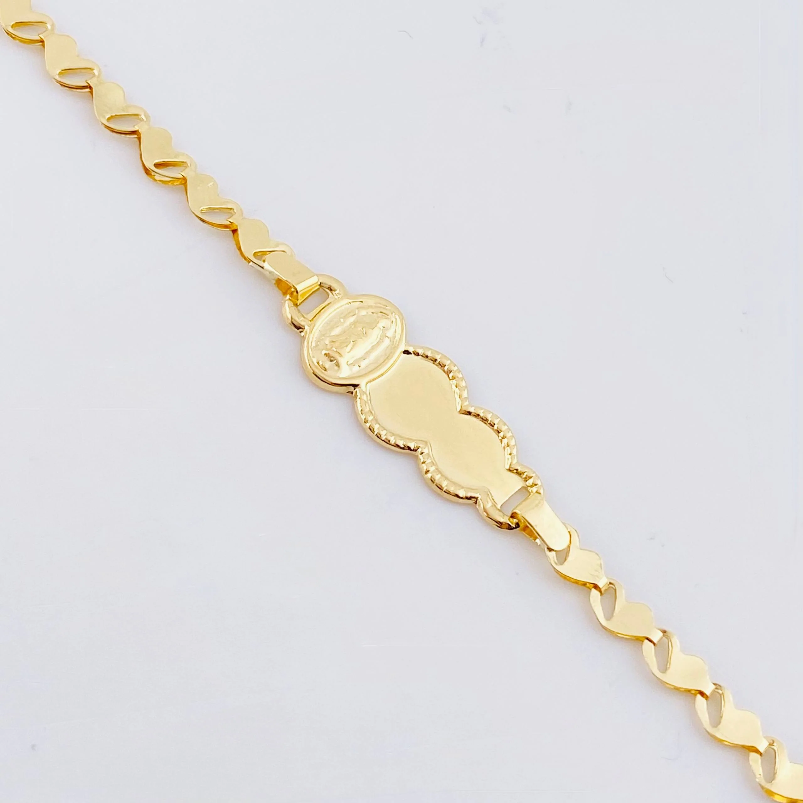 Pulso Placa Nube Virgen Guadalupe Corazon 1.95gr / 16cm-18cm / 3.1mm Oro Amarillo 18K © - Image 2