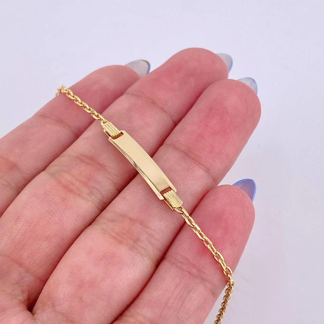 Pulso Placa Rectangular Aro Seguido 1.5 g / 16 cm / 1.65 mm Dos Oros Amarillo Blanco 18K - Image 3