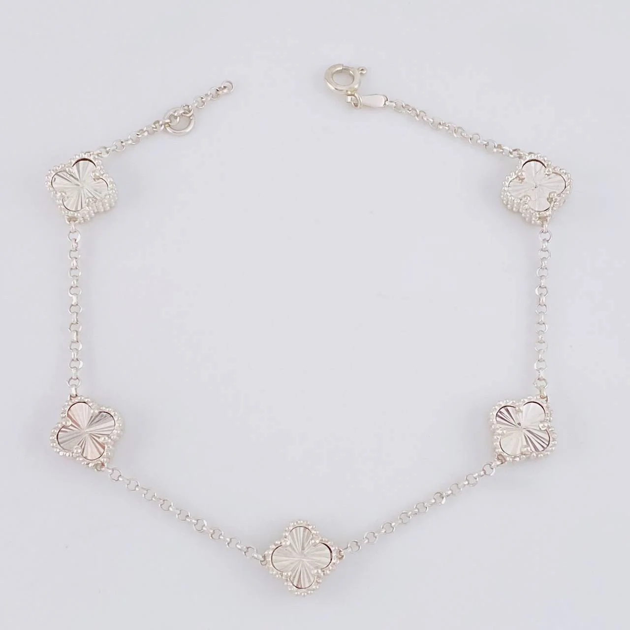 Pulso Rolo Trébol Diamantado 8.1g / 21.5cm / 1.4mm Plata 925
