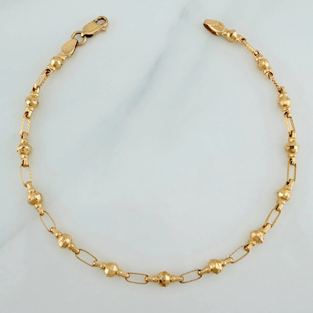 Pulso Rustico Bolas 4.65gr / 21.5cm / 3.95mm Oro Amarillo 18K %