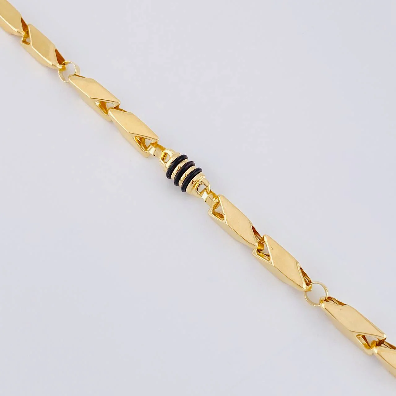Pulso Rustico Cauchos Negros 6 g / 21 cm / 5 mm Oro Amarillo 18K - Image 2