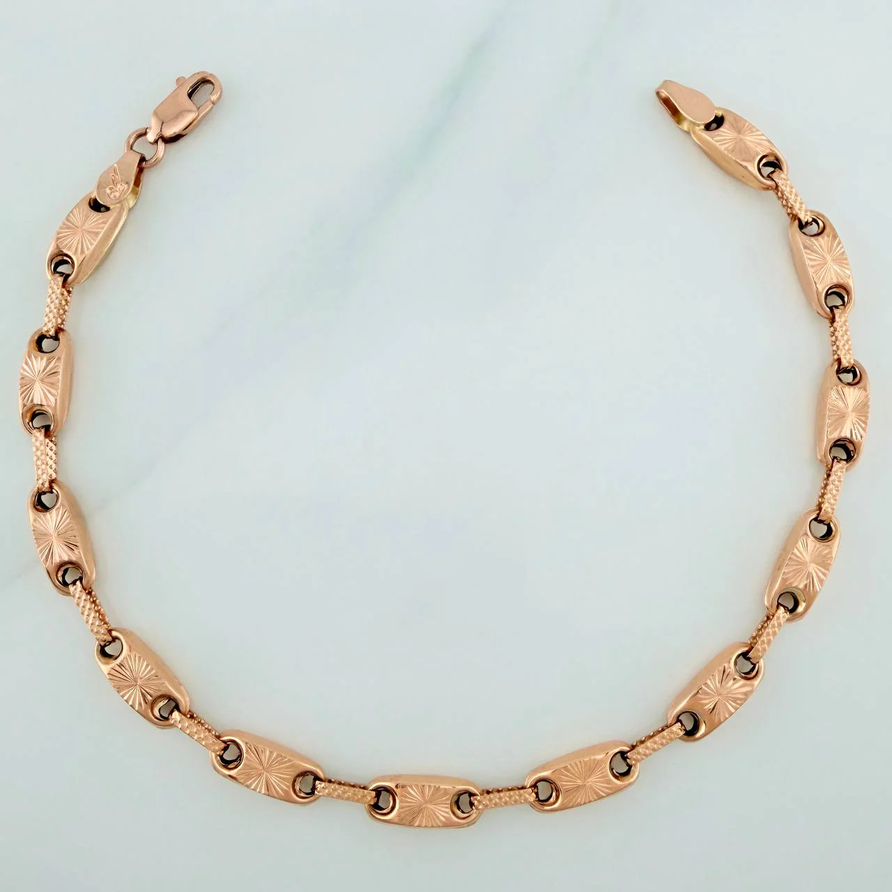Pulso Rustico Eslabon 5.9gr / 20.5cm / Oro Rosa 18K %