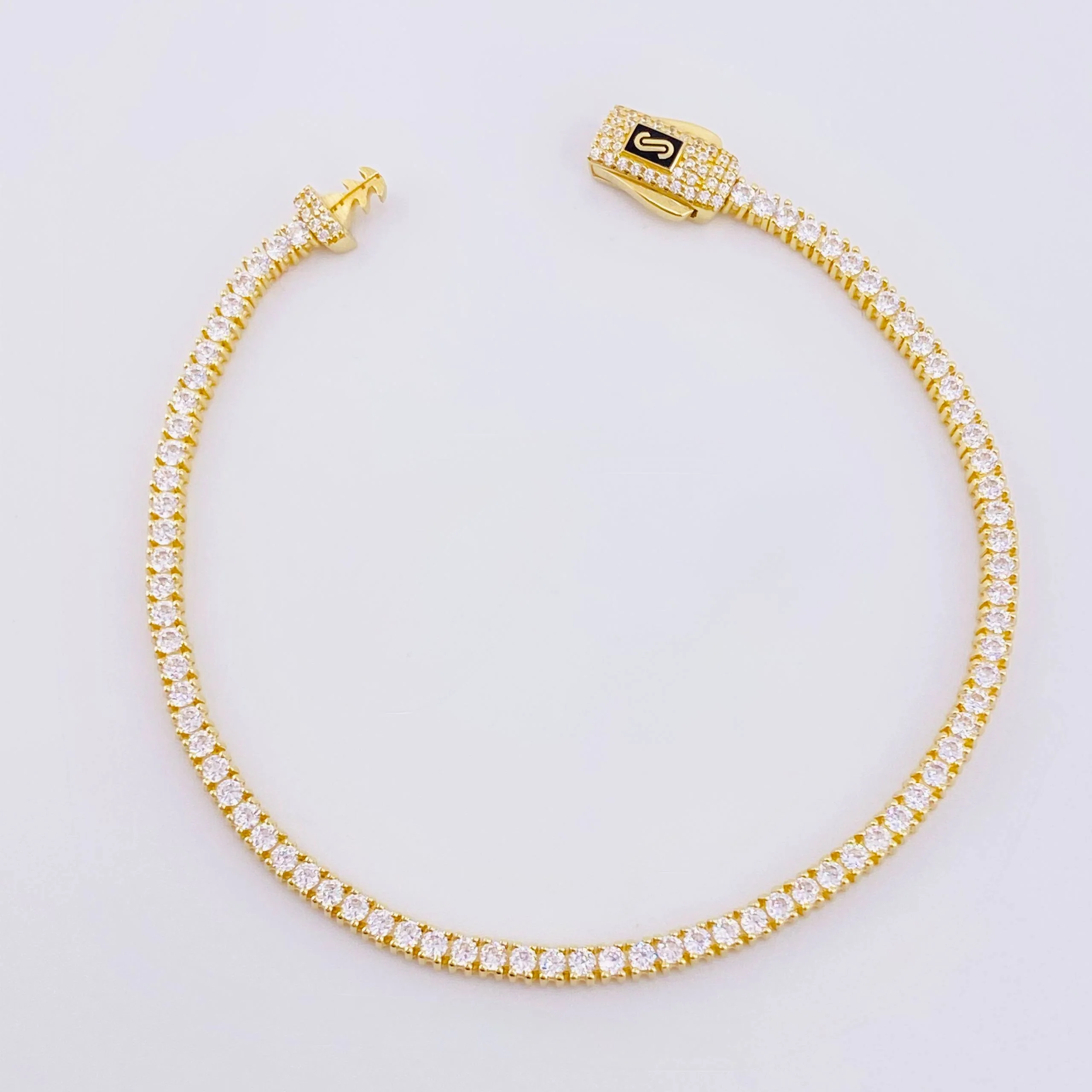 Pulso Tenis Monaco 7.65gr / 18.5cm / 3mm Oro Amarillo +4 18K ©