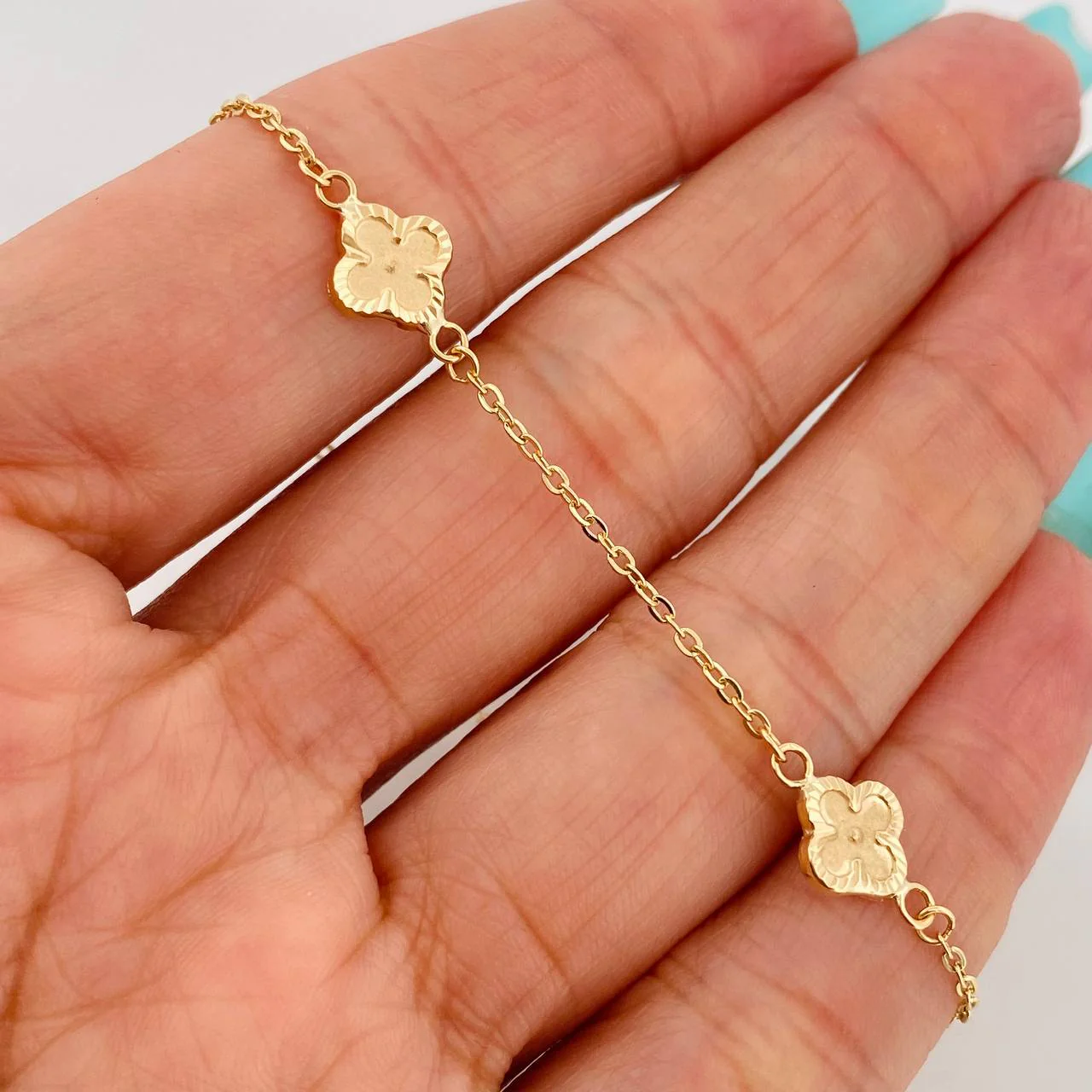 Pulso Trebol Aro Seguido 2.3gr / 19cm / 1.45mm Oro Amarillo 18K & - Image 4