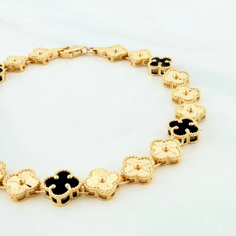 Pulso Trebol Diamantado 8.9 g / 18 cm / 7.2 mm Oro Amarillo 18K - Image 3