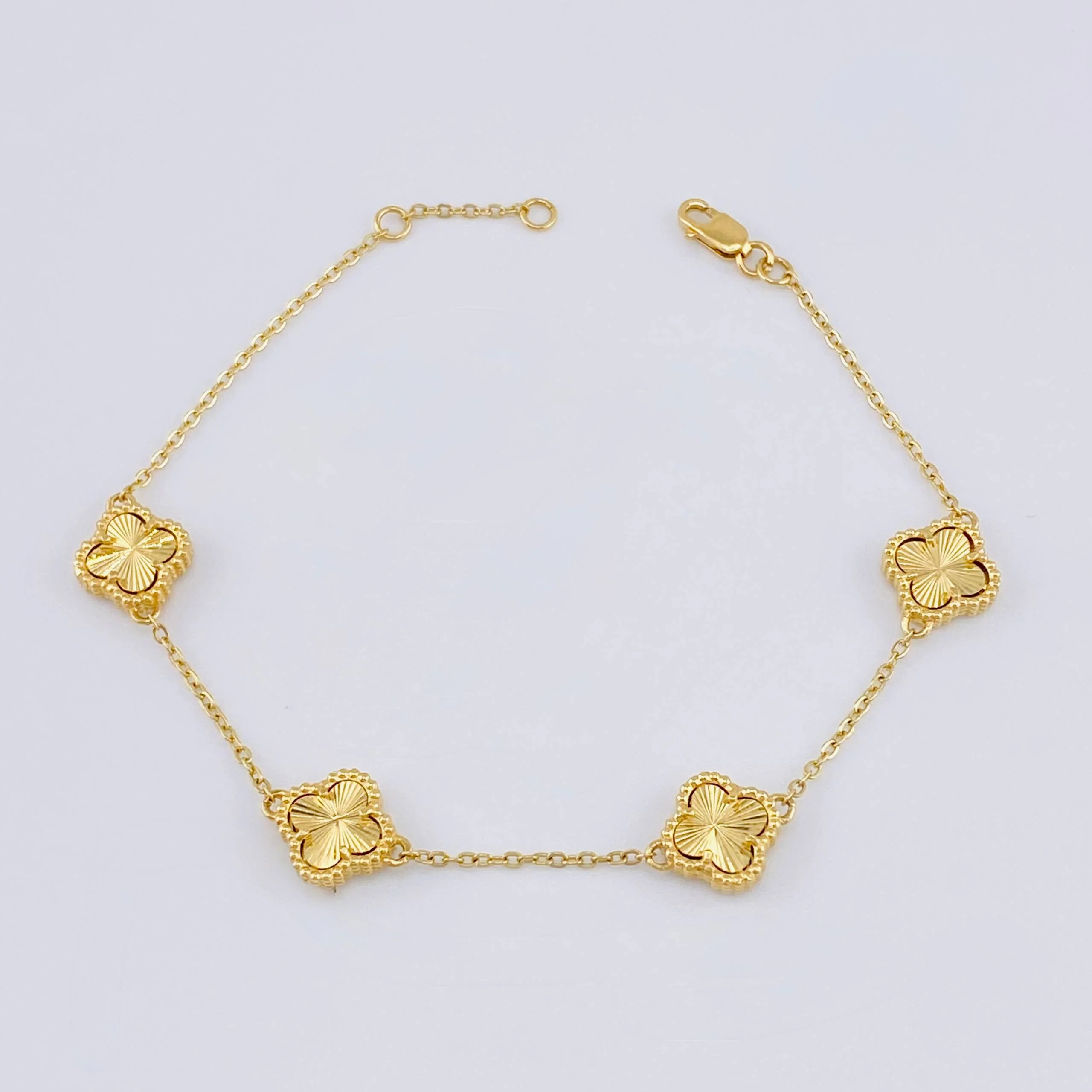 Pulso Trebol Dorado 6.35gr / 19cm-20.5cm / 1.5mm Oro Amarillo Nac.Esp. 18K
