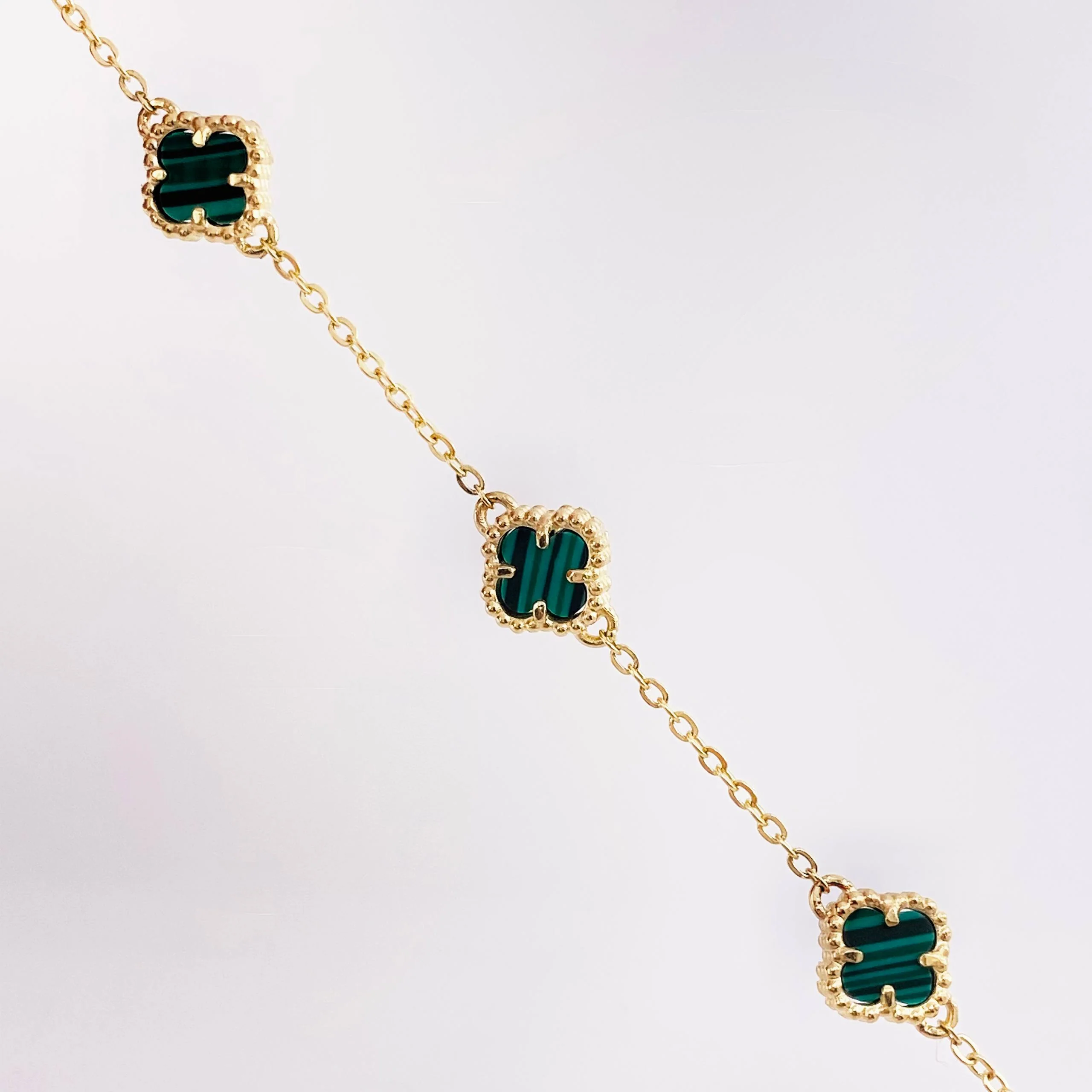 Pulso Trebol Malaquita Verde 4gr / 17cm-18.5cm / 8mm Oro Amarillo Nac.Esp. 18K © - Image 2