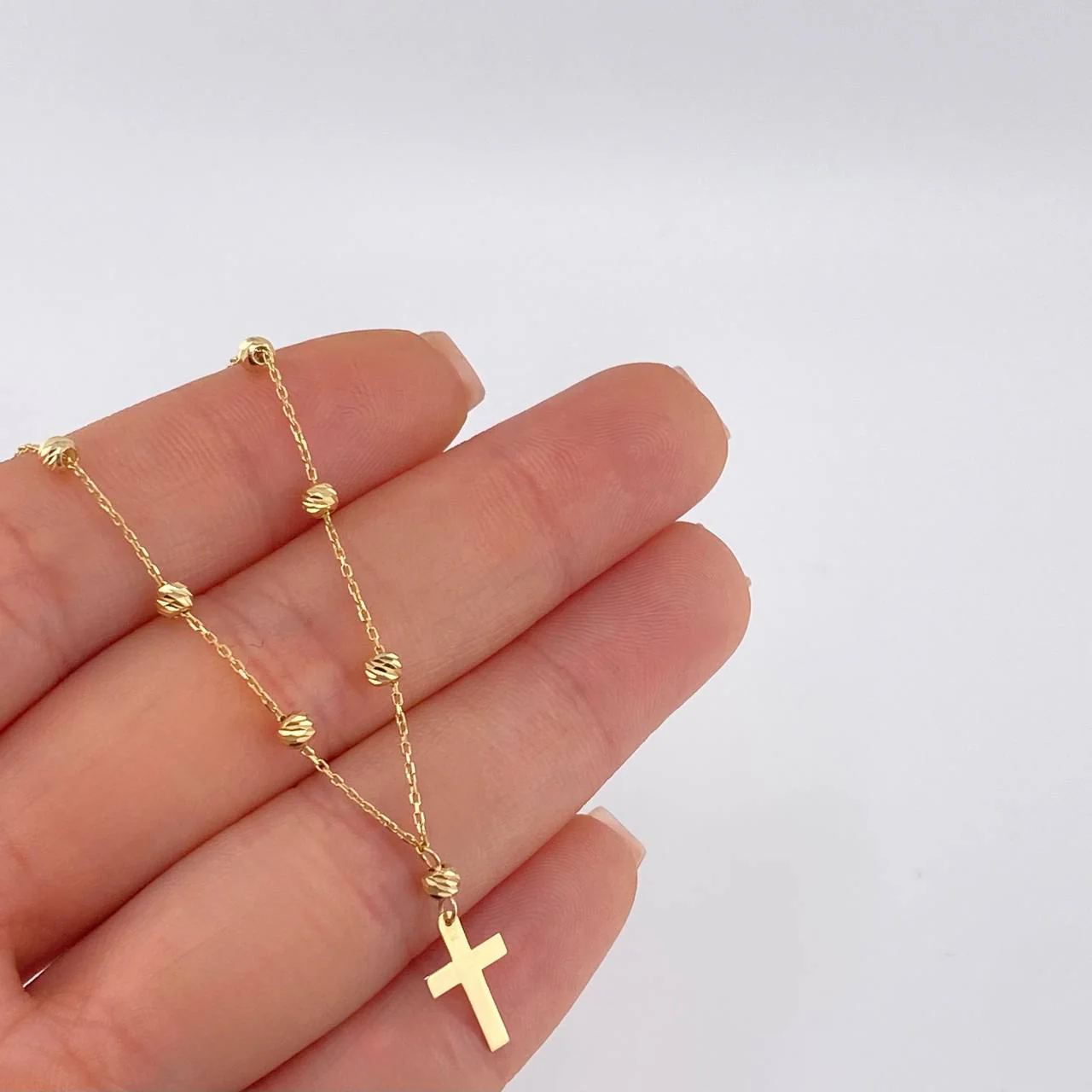 Rosario Cruz Lisa 3.2 g / 45.6 cm / 3 mm Oro Amarillo 18K - Image 5