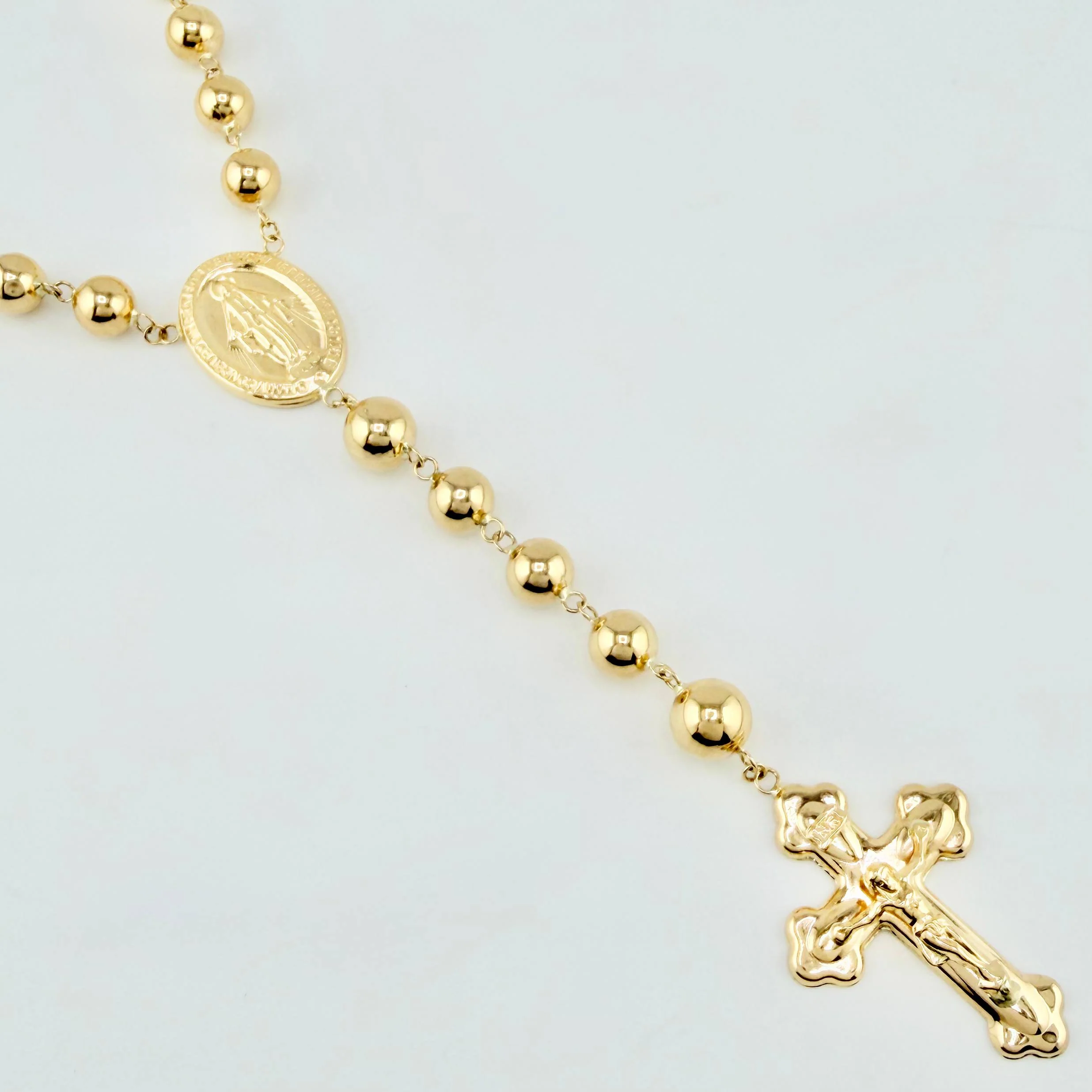 Rosario Milagrosa Cruz Cristo 22gr / 65cm / 7mm-8mm Oro Amarillo 18K *