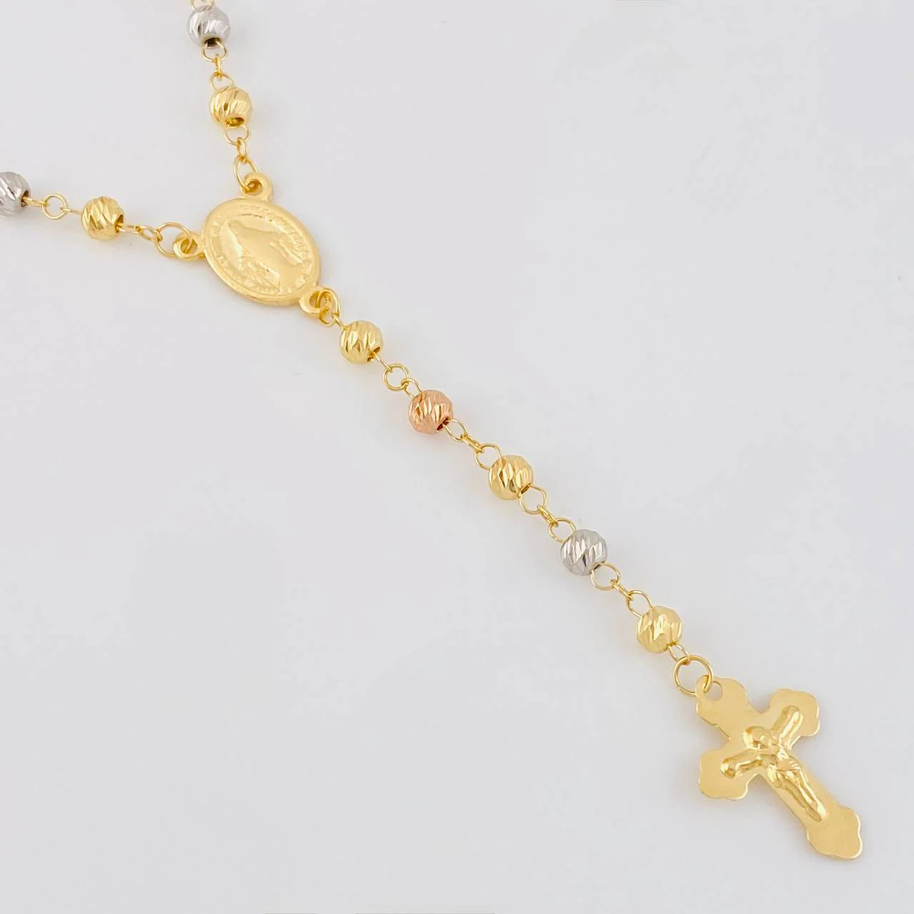 Rosario Virgen De La Milagrosa Cruz Cristo 9.4g / 58.5cm / 4.5mm Tres Oros 18K