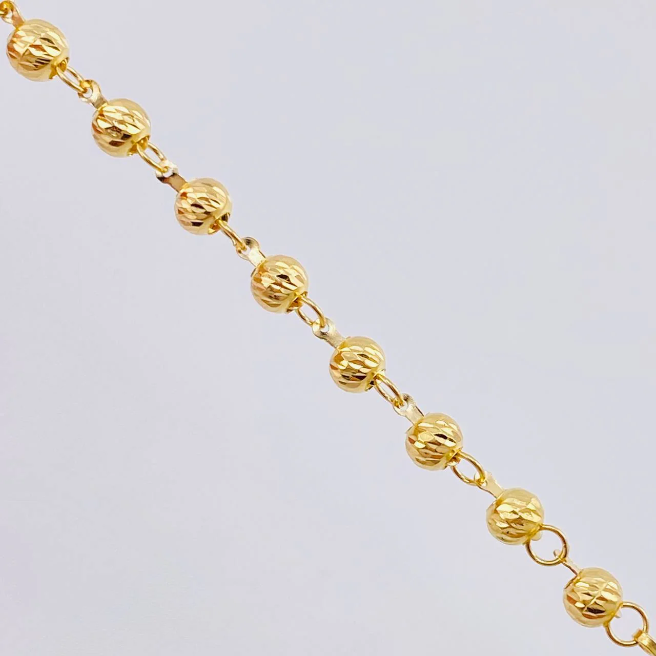 Rosario Virgen Guadalupe Corazones Diamantado 10 g / 50 cm / 4 mm - 5 mm Oro Amarillo 18K - Image 3