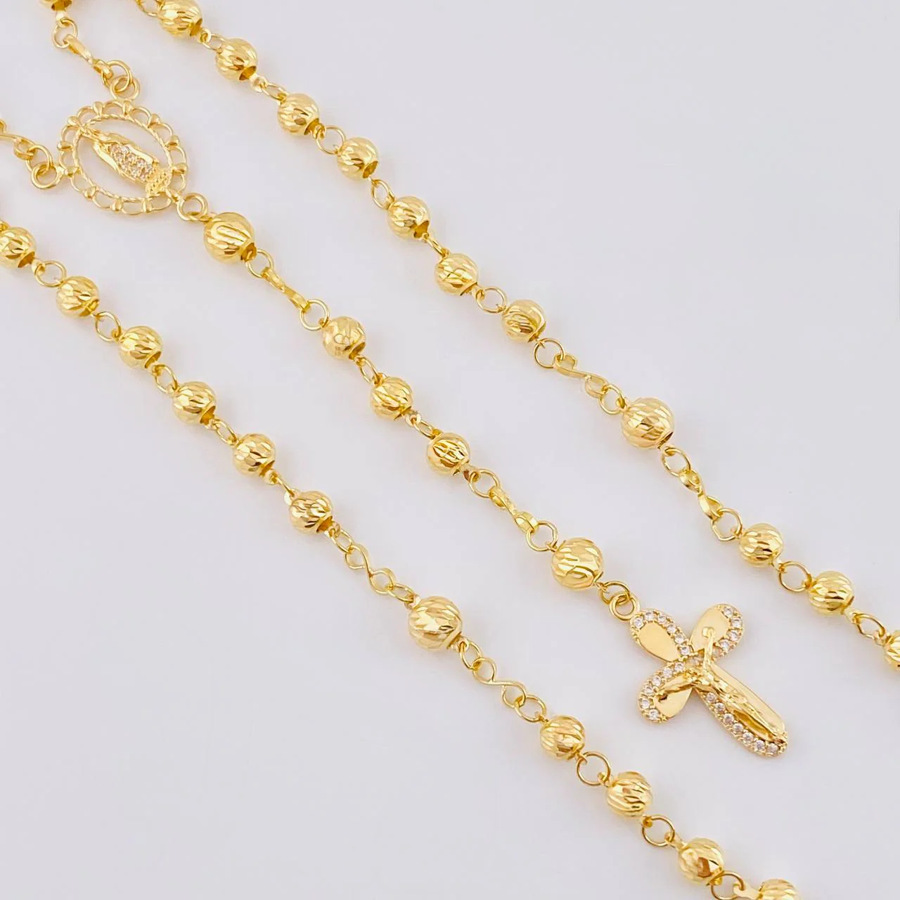 Rosario Virgen Guadalupe Diamantado 10 g / 52.5 cm / 4 mm - 5 mm Oro Amarillo 18K - Image 3