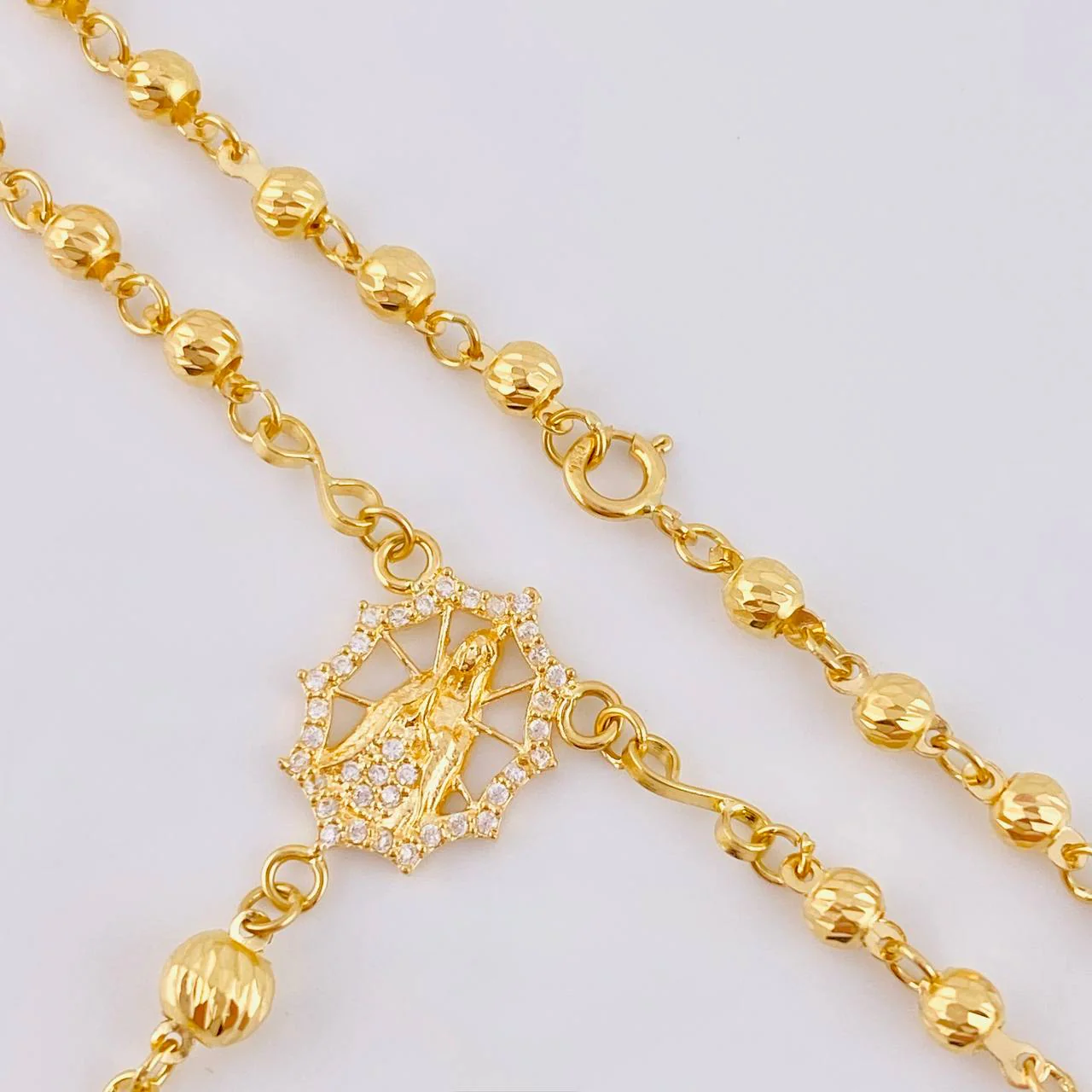 Rosario Virgen Guadalupe Diamantado 7.05 g / 50 cm / 3 mm - 4 mm Oro Amarillo 18K - Image 7