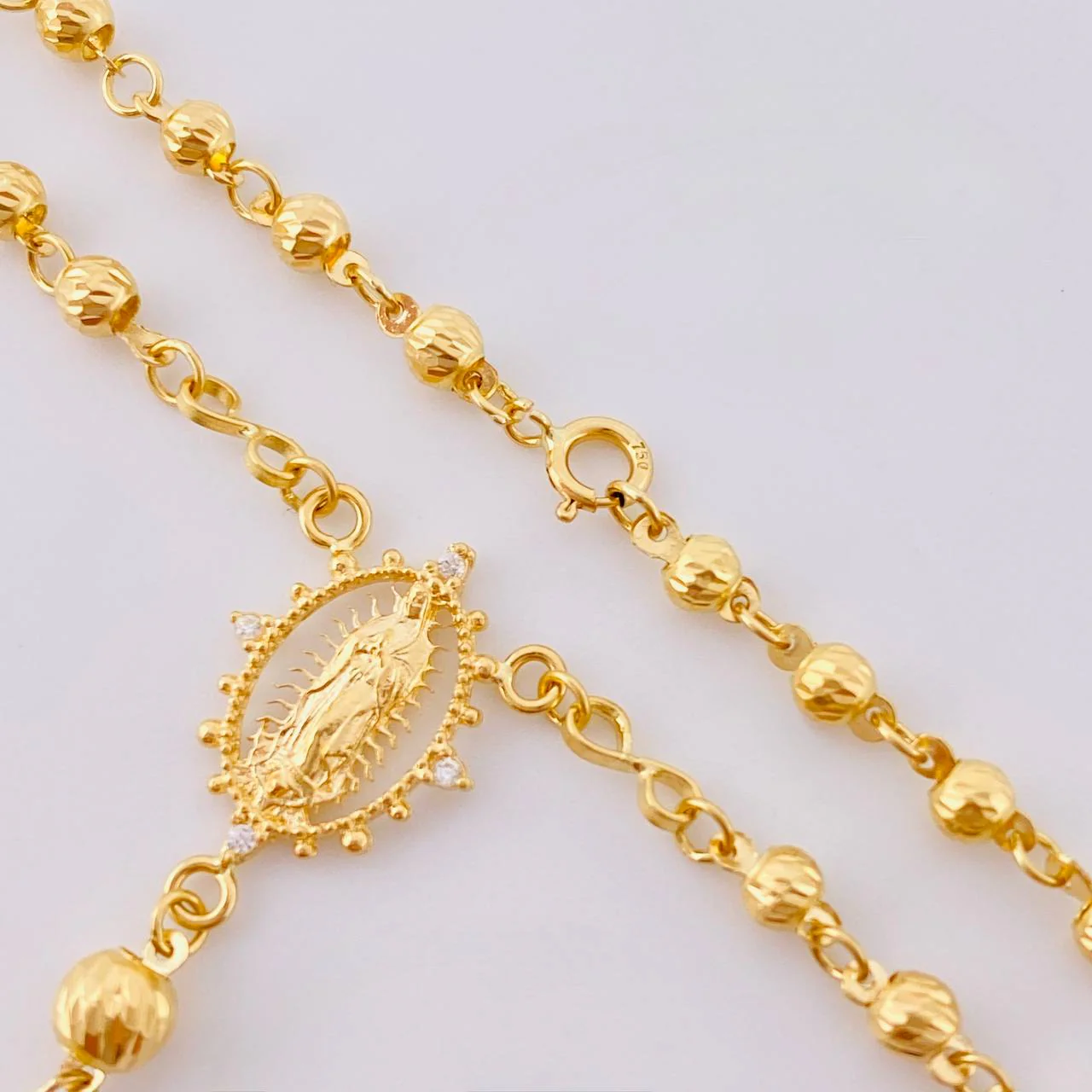 Rosario Virgen Guadalupe Diamantado 7.25 g / 50 cm / 3 mm - 4 mm Oro Amarillo 18K - Image 9