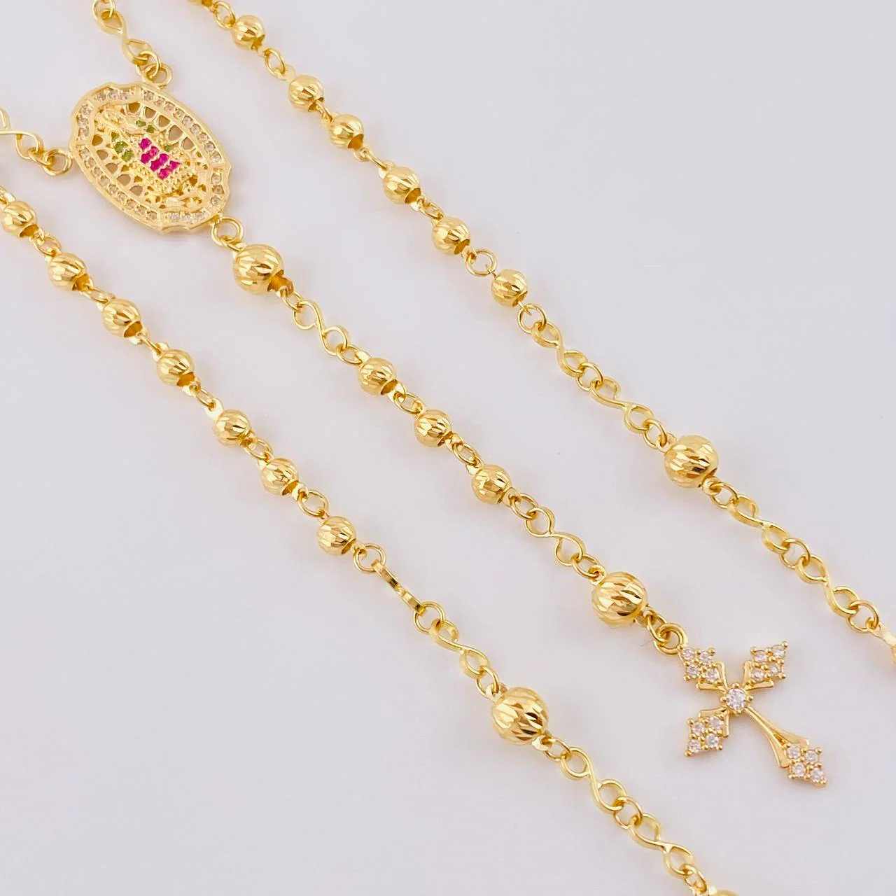 Rosario Virgen Guadalupe Diamantado 7.65 g / 47.5 cm / 3 mm - 4 mm Oro Amarillo 18K - Image 3