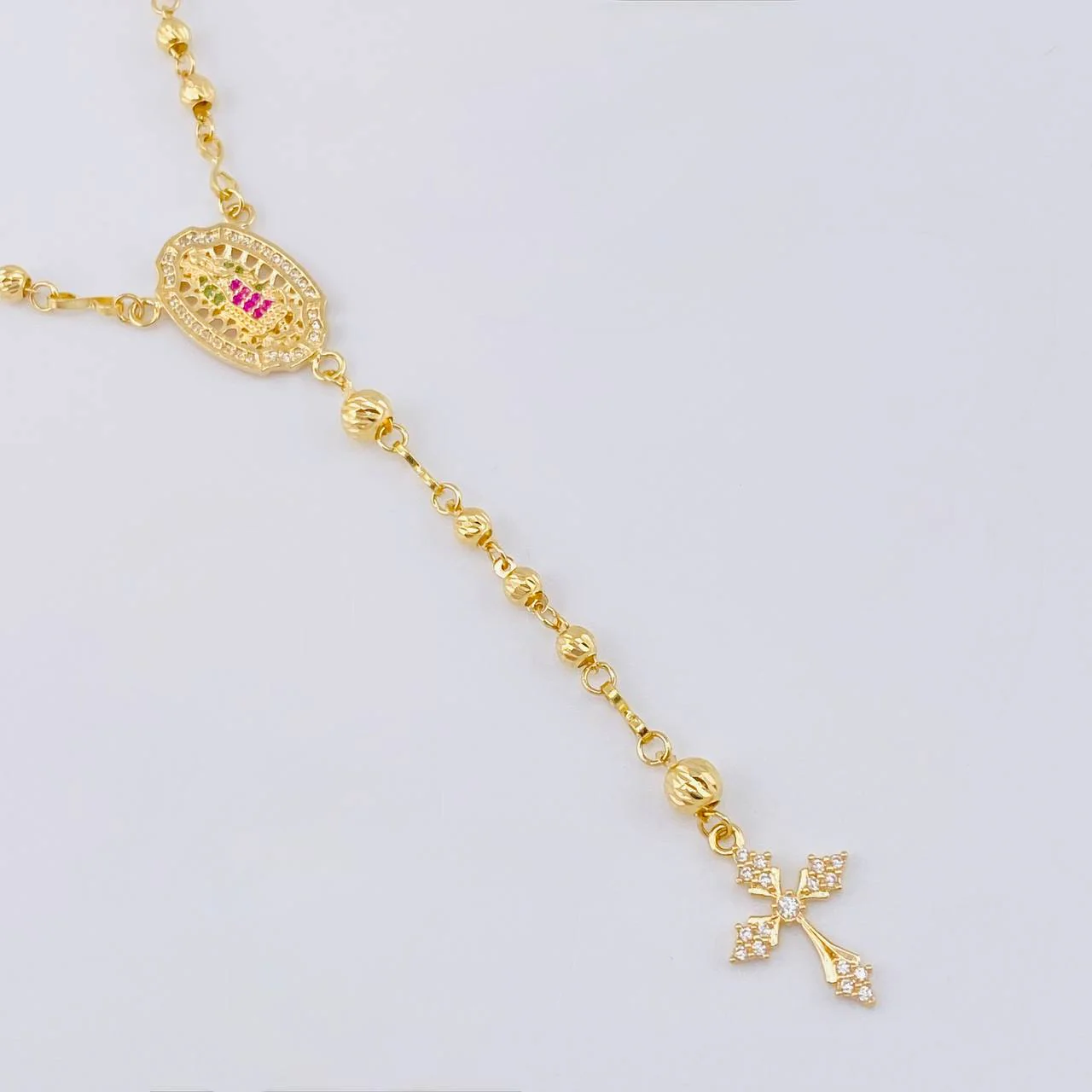 Rosario Virgen Guadalupe Diamantado 7.65 g / 47.5 cm / 3 mm - 4 mm Oro Amarillo 18K - Image 6