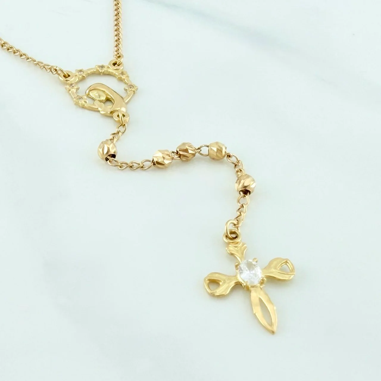 Rosario Virgen Maria 9.55 g / 58 cm / 3 mm Oro Amarillo 18K