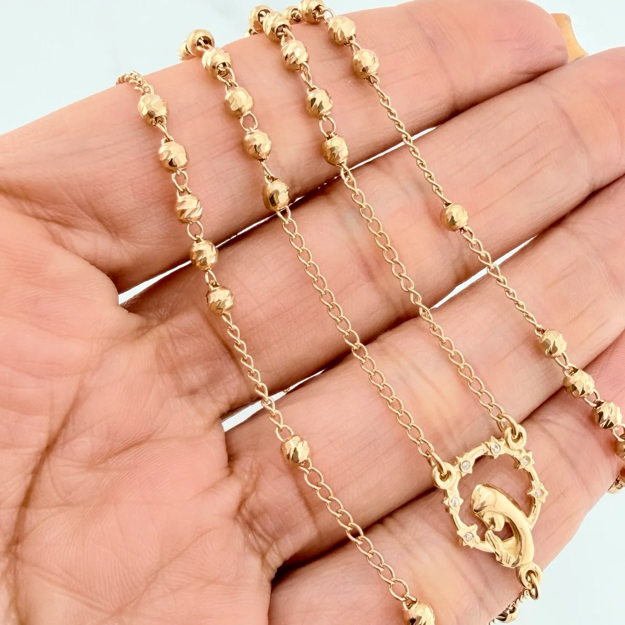 Rosario Virgen Maria 9.55 g / 58 cm / 3 mm Oro Amarillo 18K - Image 6