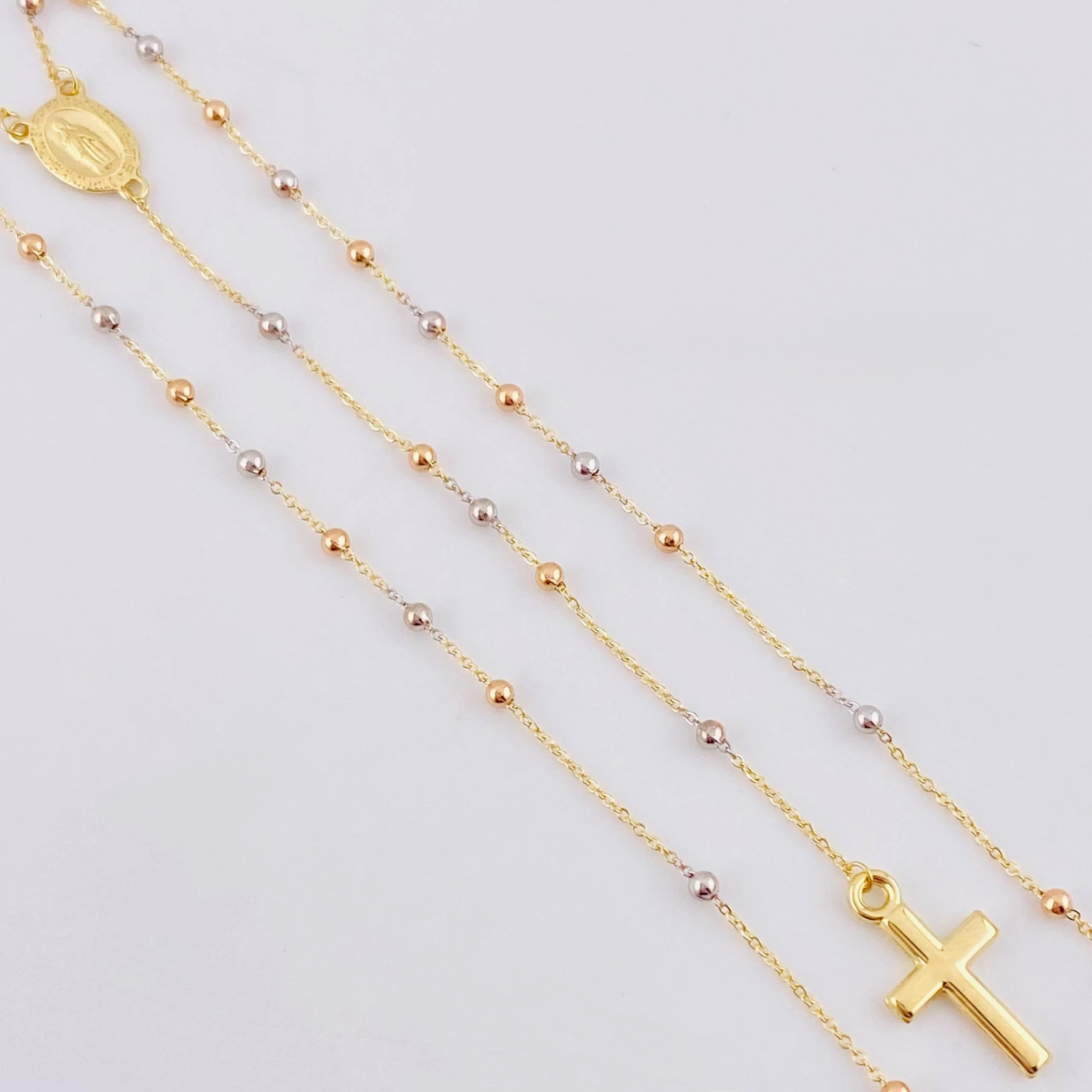 Rosario Virgen Maria Cruz Lisa 2.95gr / 37.5cm-45cm / 2mm Tres Oros +4 18K - Image 4