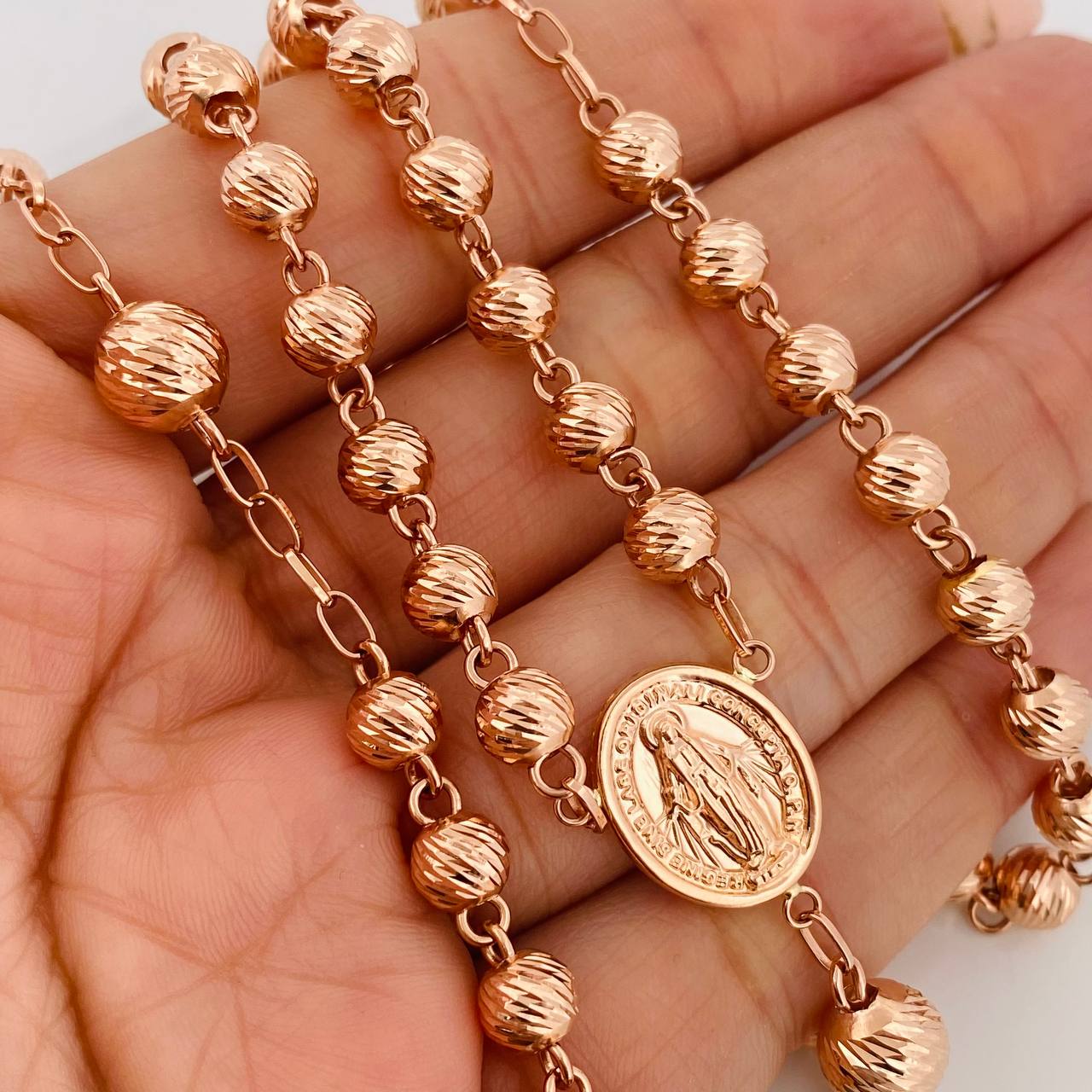 Rosario Virgen Milagrosa 19.15gr / 41cm / 6mm-8mm Oro Rosa 18K - Image 6