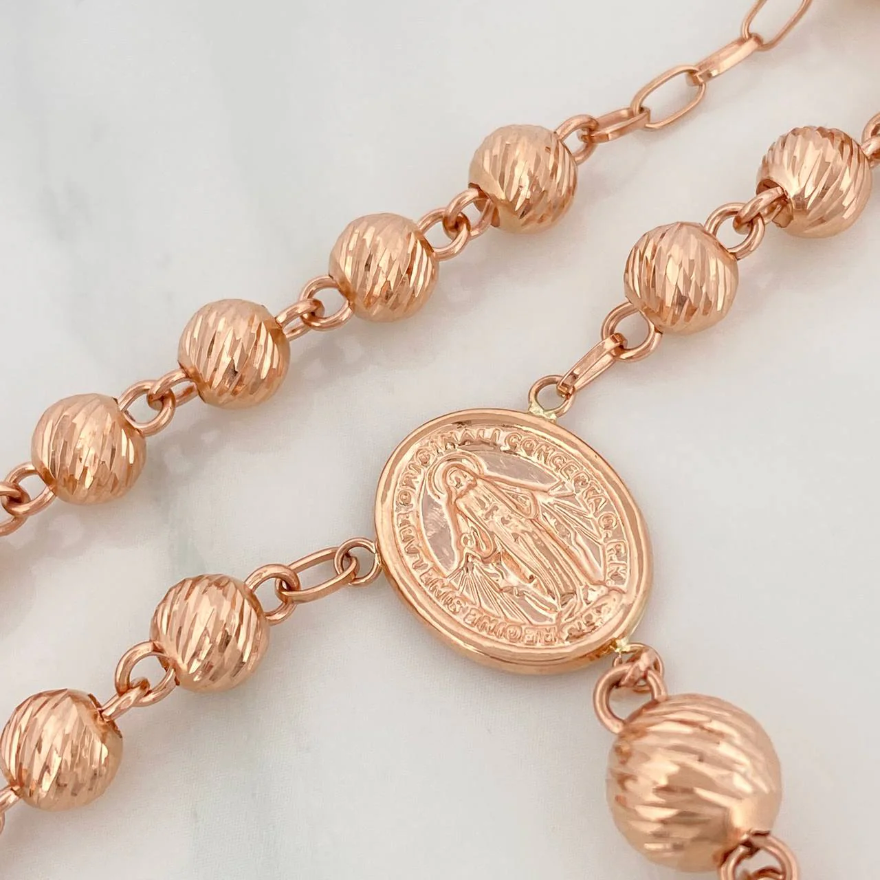 Rosario Virgen Milagrosa 19.6gr / 42cm / 6mm-8mm Oro Rosa 18K - Image 3