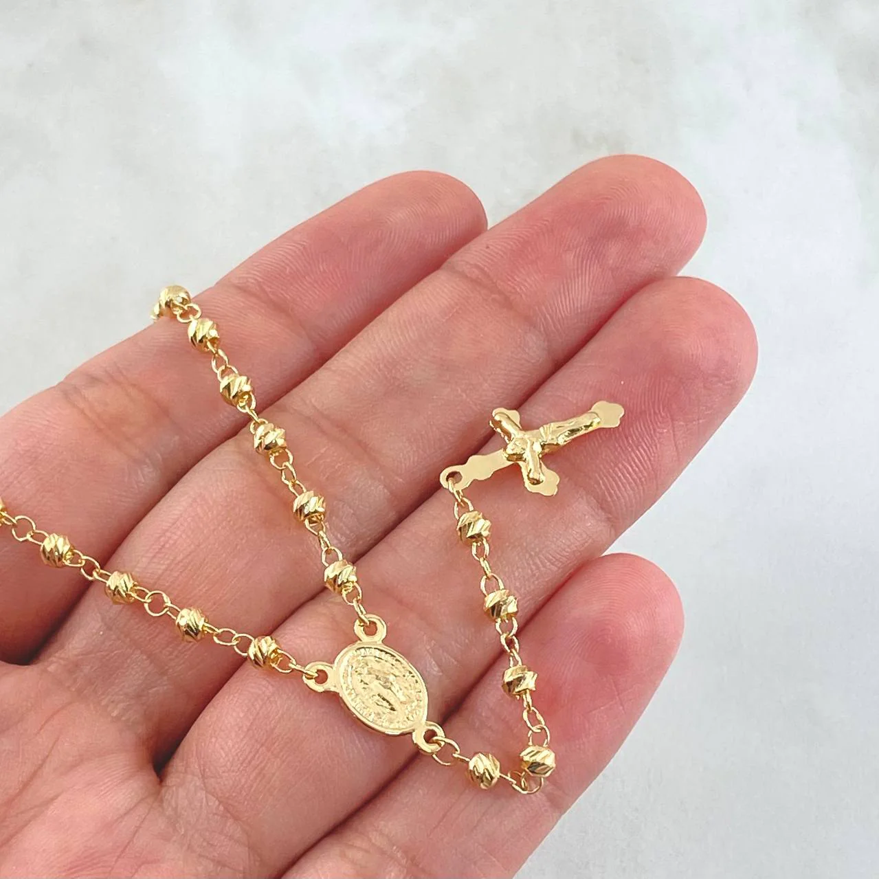 Rosario Virgen milagrosa 6.1g / 48cm / 3mm Oro Amarillo 18K - Image 3