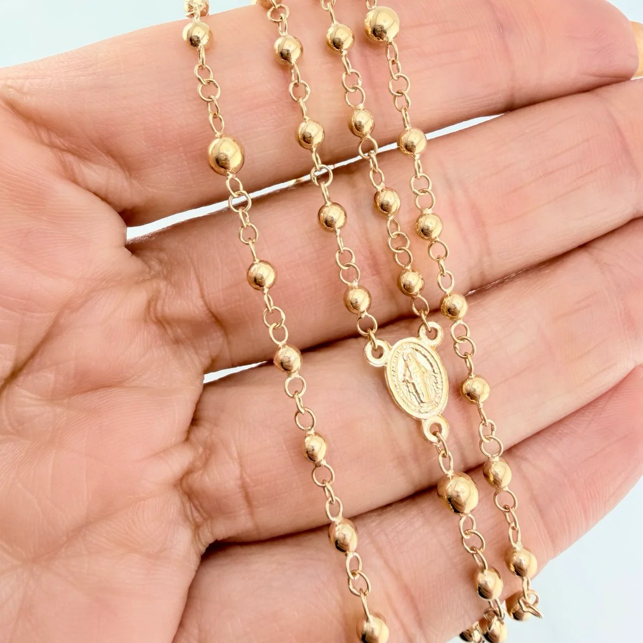 Rosario Virgen Milagrosa 6.65 g / 51 cm / 4mm-3 mm Oro Amarillo 18K - Image 4
