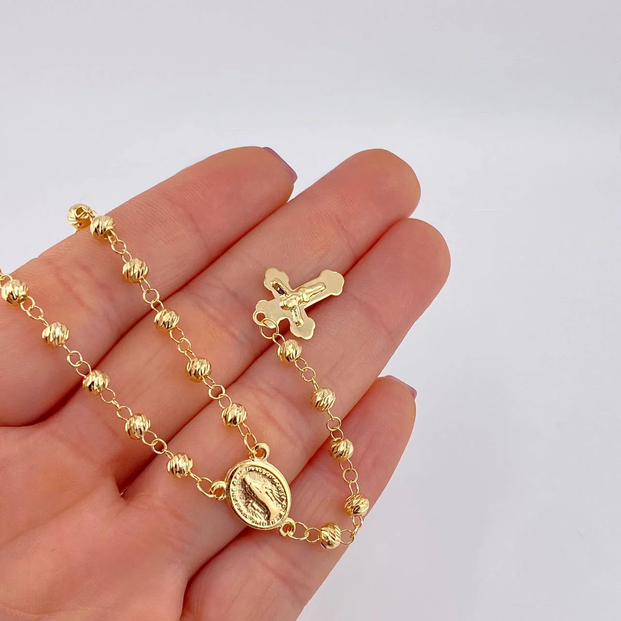 Rosario Virgen milagrosa 9.7g / 57.8cm / 4mm Oro Amarillo 18K - Image 5