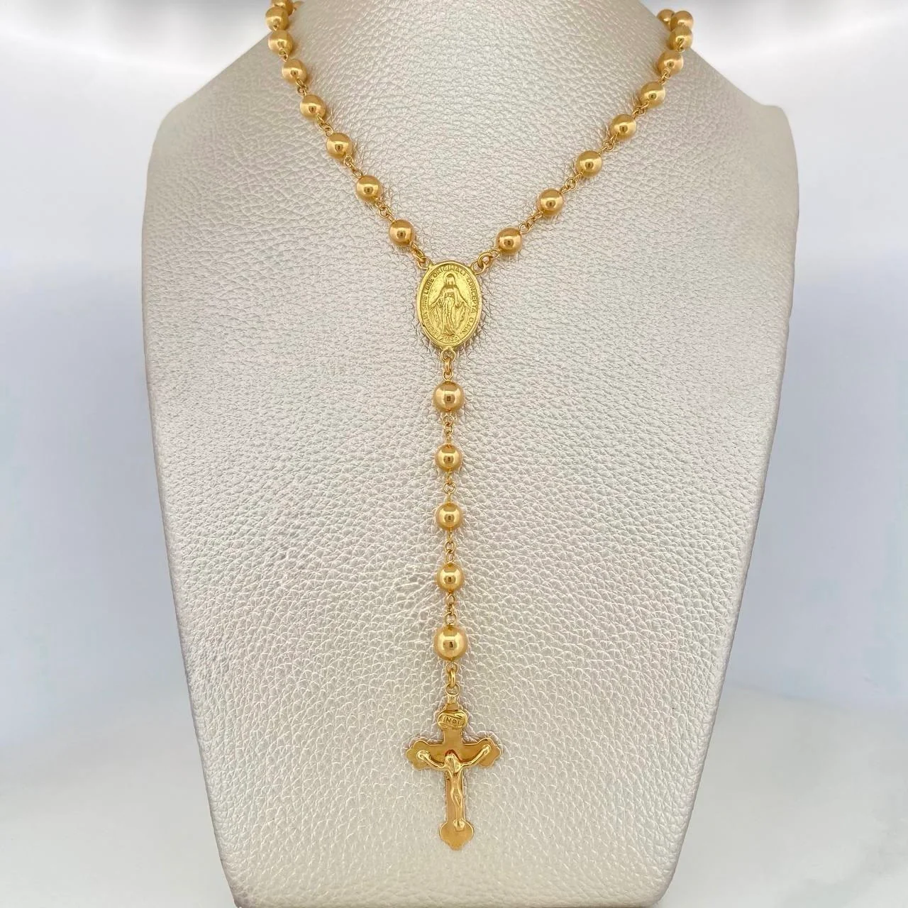 Rosario Virgen Milagrosa Cruz Cristo 13.9 g / 60 cm / 6 mm Oro Amarillo 18K - Image 5