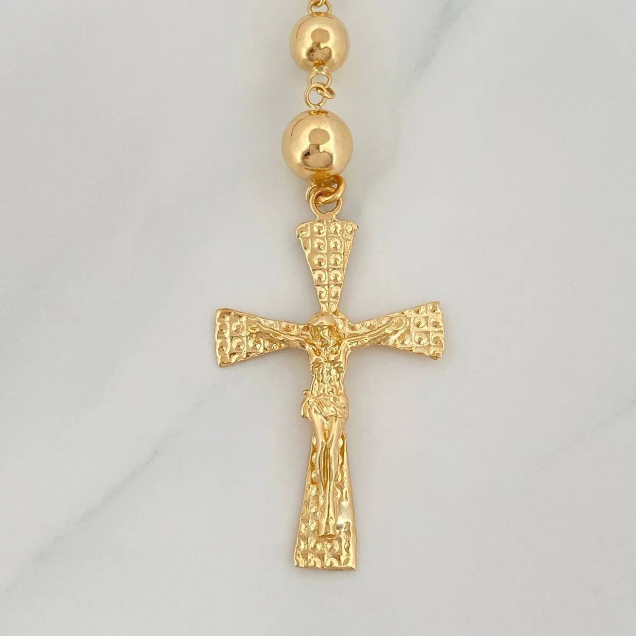 Rosario Virgen Milagrosa Cruz Cristo 18.3 g / 64 cm / 6-7mm mm Oro Amarillo 18K - Image 2