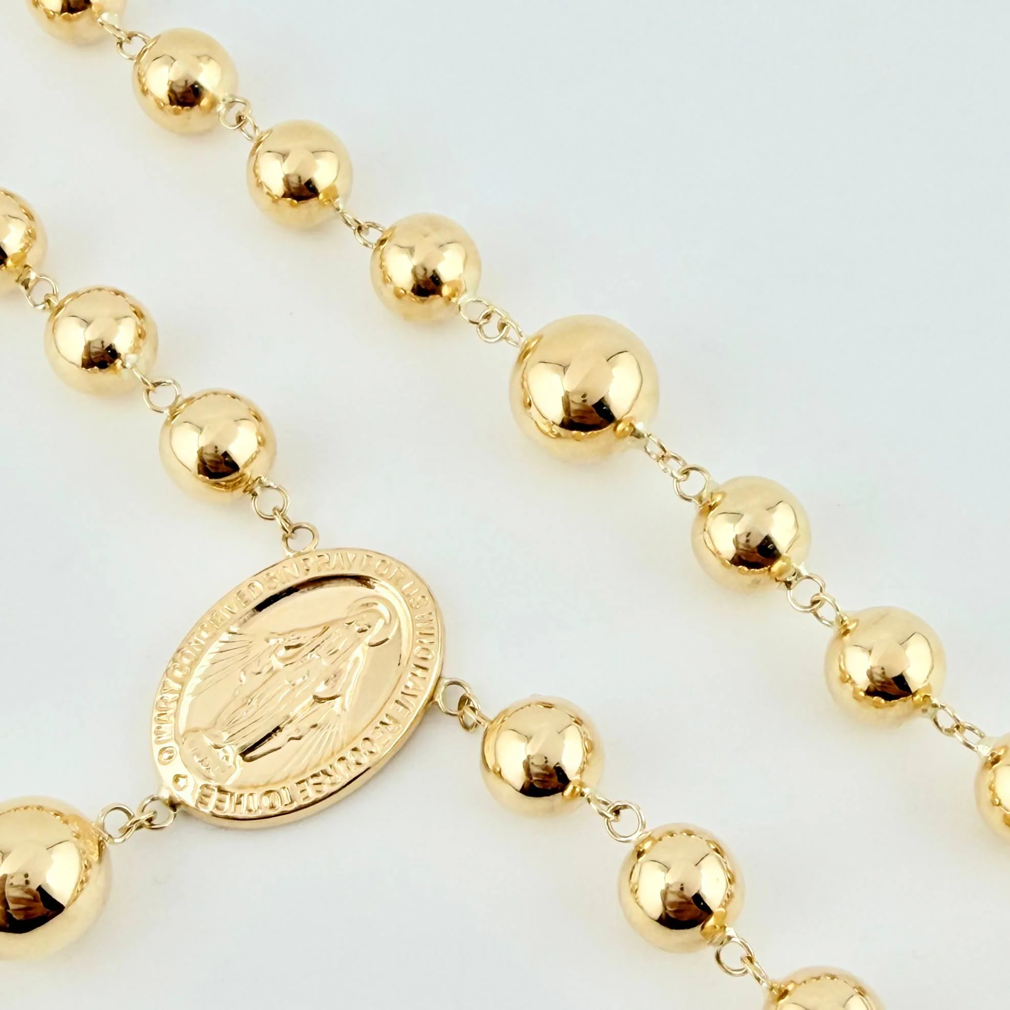 Rosario Virgen Milagrosa Cruz Cristo 30gr / 70cm / 8mm-10mm Oro Amarillo 18K © - Image 3