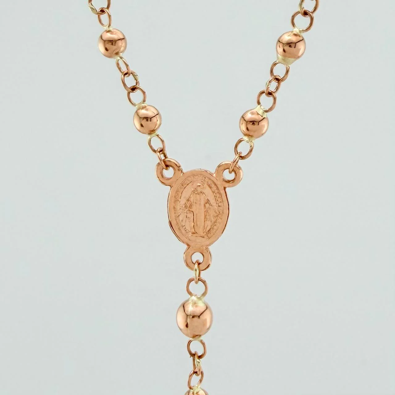 Rosario Virgen Milagrosa Cruz Cristo 6.1gr / 53cm / 3mm-5mm Oro Rosa 18K & - Image 3