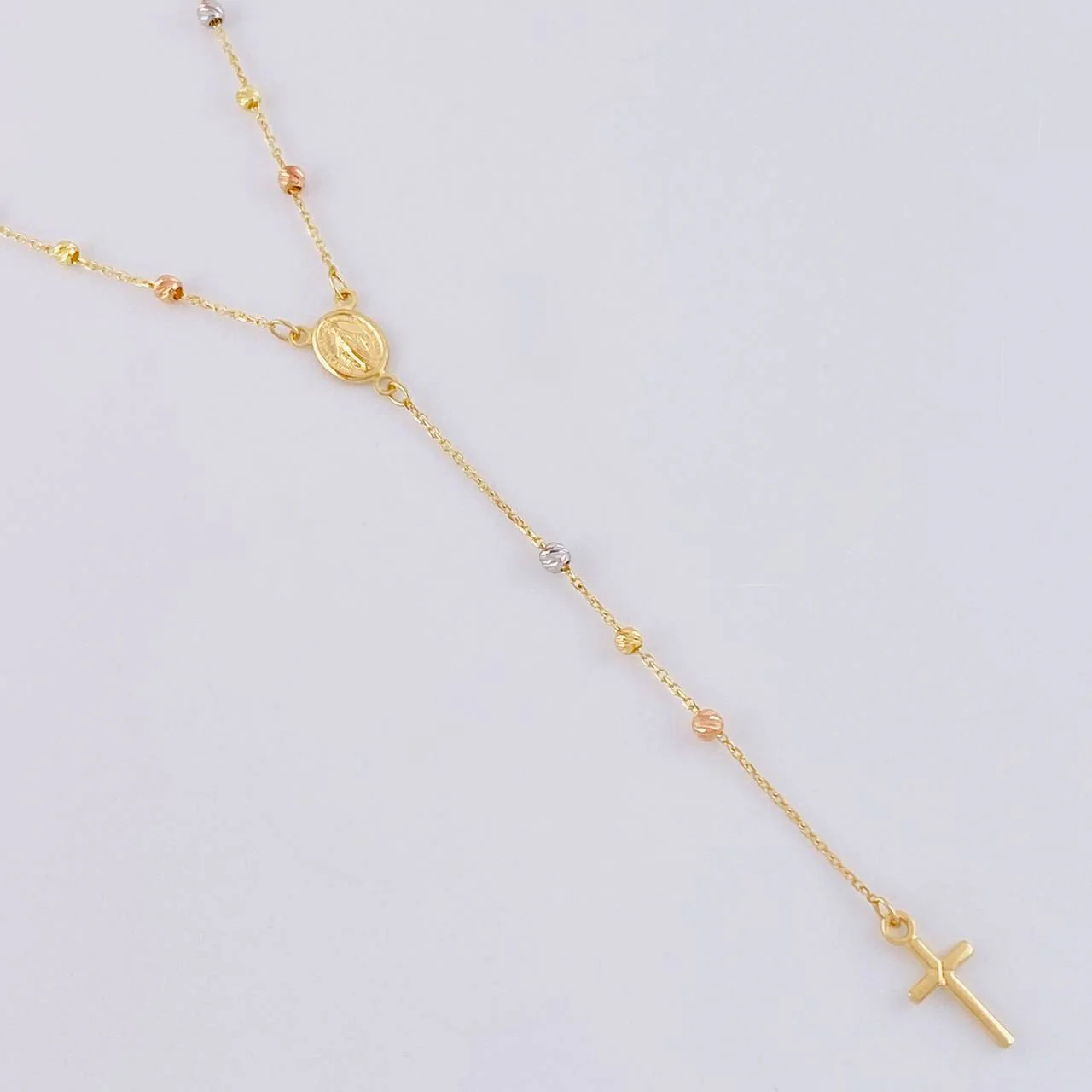 Rosario Virgen Milagrosa Cruz Lisa 2.8 g / 45.3 cm / 0.9 mm Tres Oros 18K