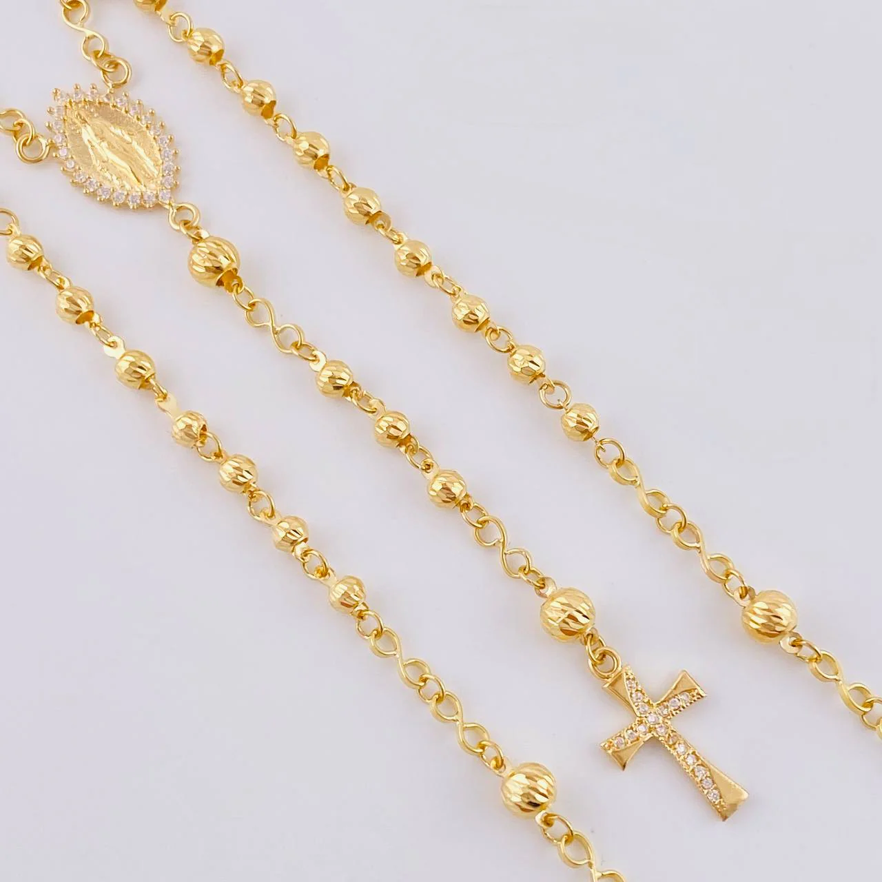 Rosario Virgen Milagrosa Diamantado 7.05 g / 47.5 cm / 3 mm - 4 mm Oro Amarillo 18K - Image 3