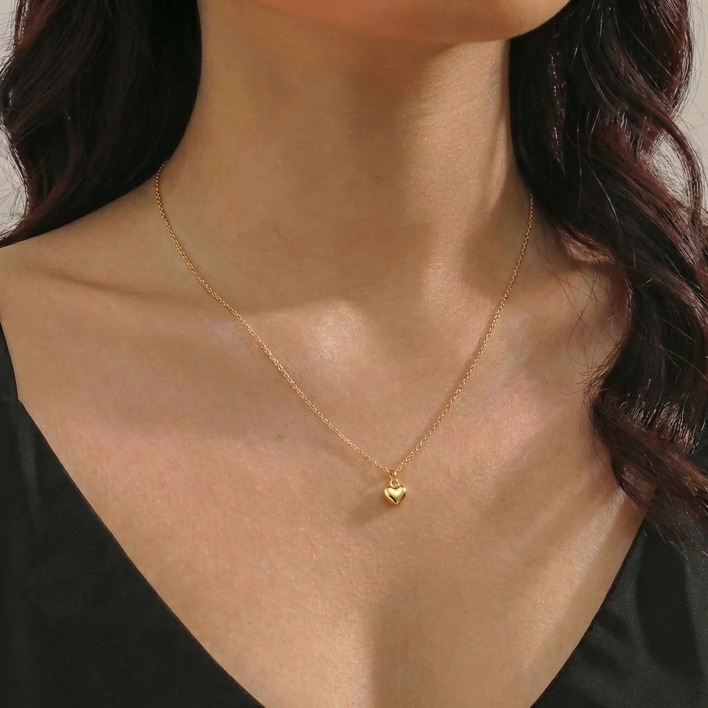 Set Cadena Aro Seguido + Dije Corazón / 0,95gr / 45.3 cm Oro Amarillo 18K - Image 2