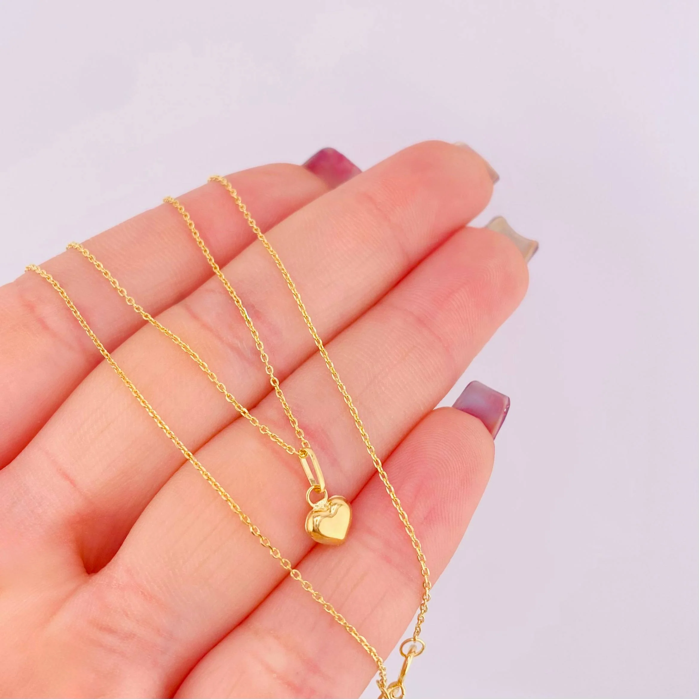 Set Cadena Aro Seguido + Dije Corazón / 0,95gr / 45.4 cm Oro Amarillo 18K - Image 5