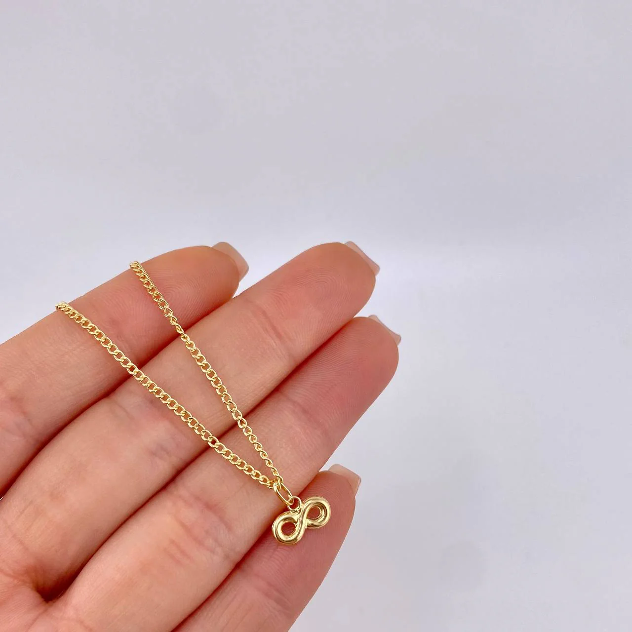 Set Cadena Cubana + Dije Infinito / 1.3gr / 46.2 cm Oro Amarillo 18K - Image 5