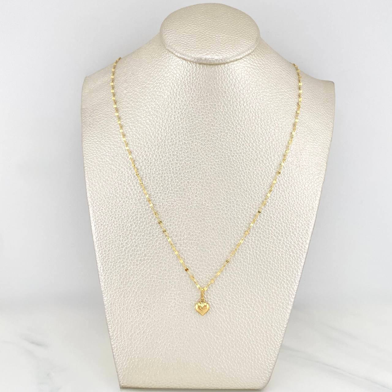 Set Cadena Flor Espejo + Dije Corazón / 1.25gr / 45 cm Oro Amarillo 18K - Image 5