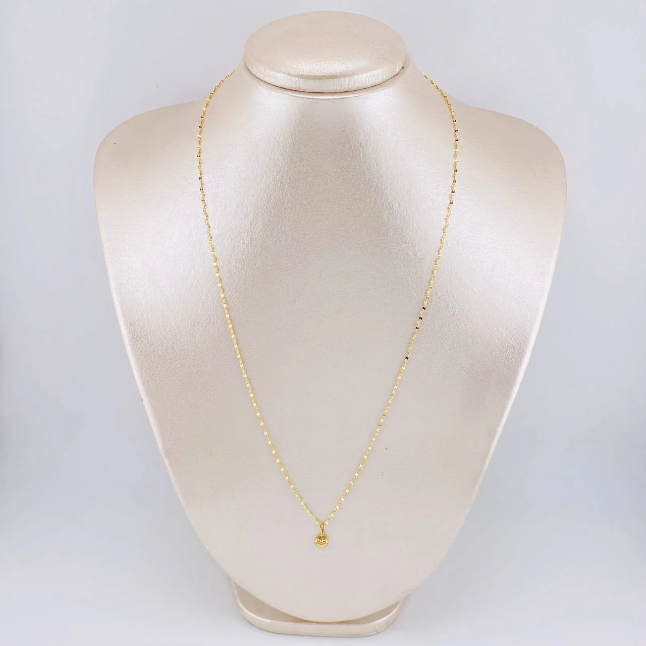Set Cadena Flor Espejo + Dije Corazón / 1.25gr / 50.3 cm Oro Amarillo 18K - Image 6