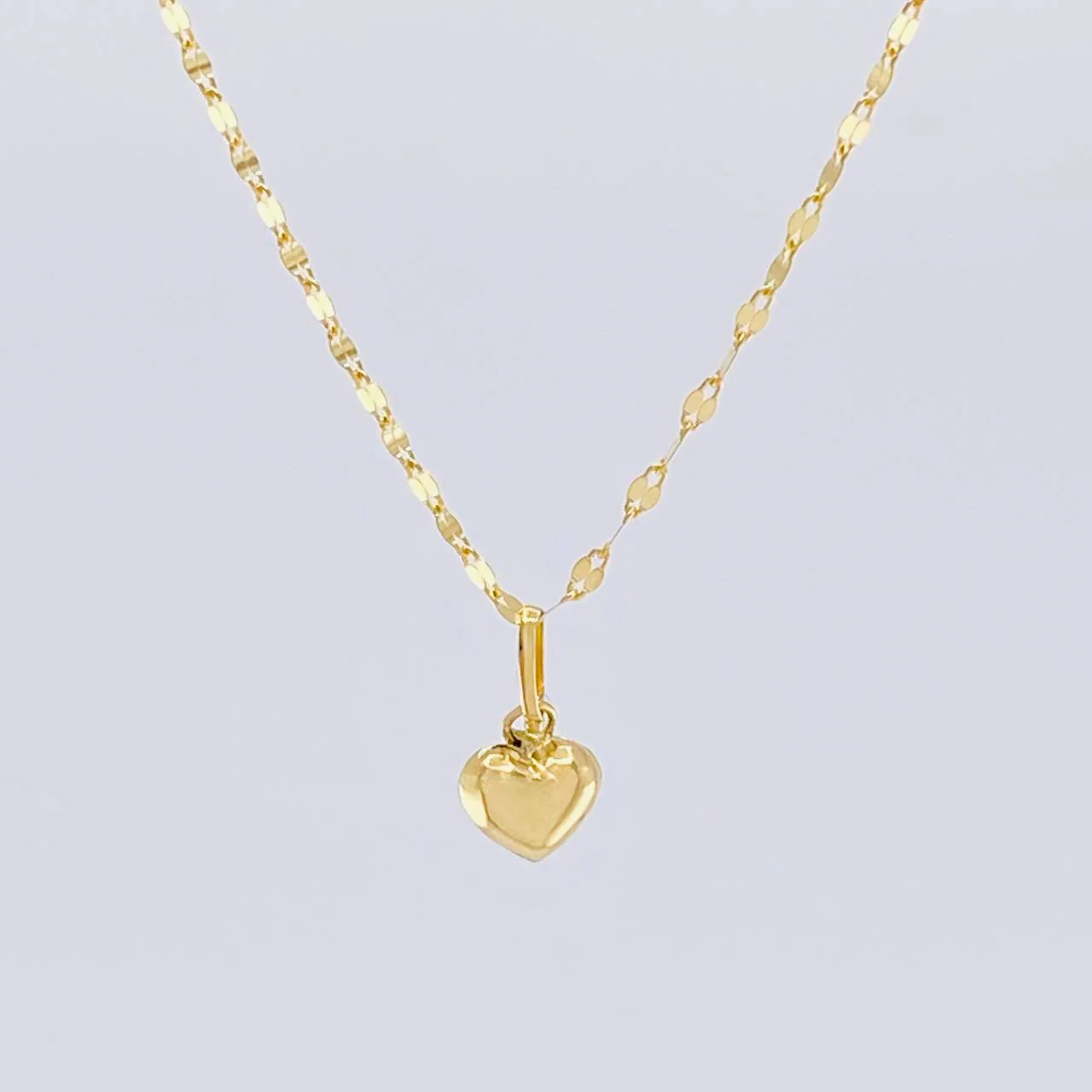 Set Cadena Flor Espejo + Dije Corazón / 1.3gr / 50.5 cm Oro Amarillo 18K - Image 2