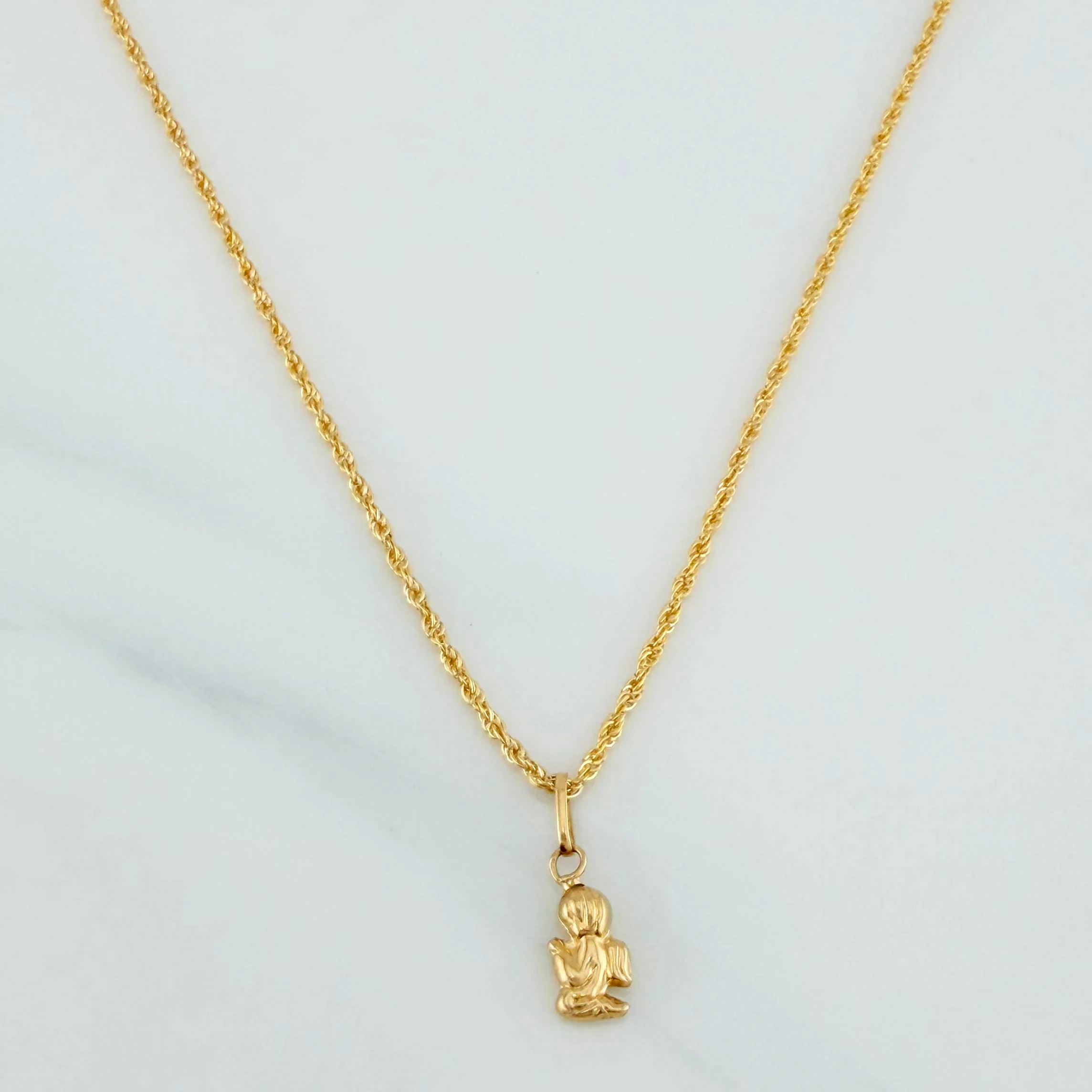 Set Cadena Lazo + Dije Angel / 1.25gr / 50 cm Oro Amarillo 18K