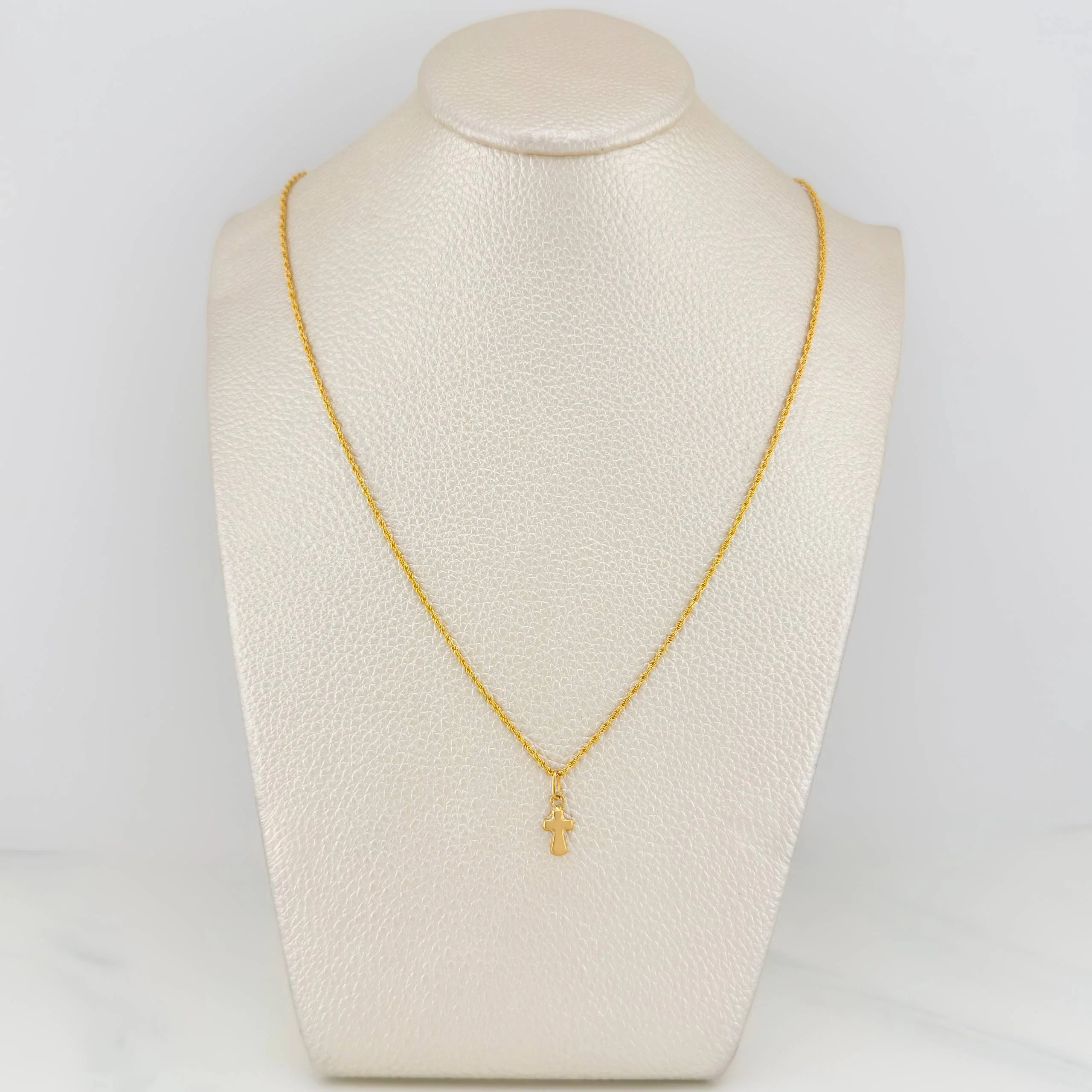 Set Cadena Lazo + Dije Cruz / 1.3gr / 49.5 cm Oro Amarillo 18K - Image 4