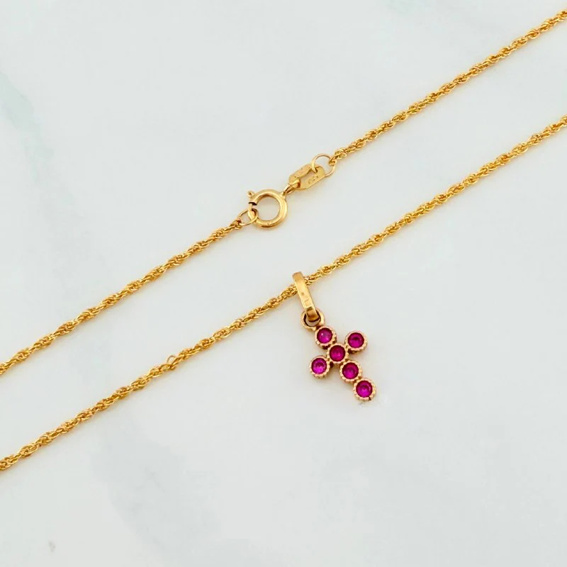 Set Cadena Lazo + Dije Cruz / 1,5 gr / 50 cm Oro Amarillo 18K - Image 3