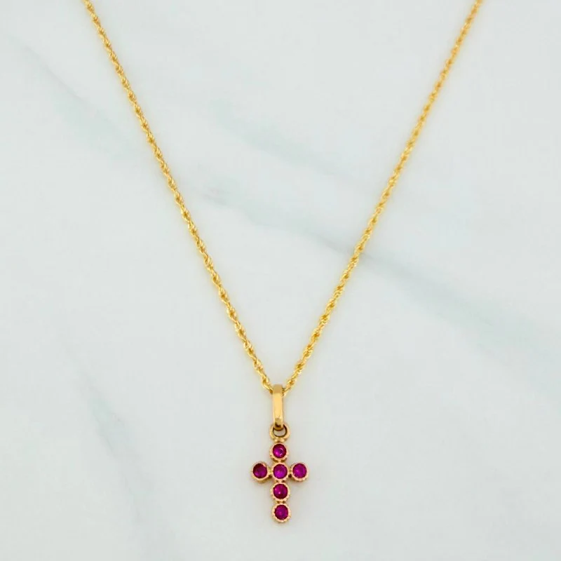 Set Cadena Lazo + Dije Cruz Tupida / 1.7gr / 49.5 cm Oro Amarillo 18K