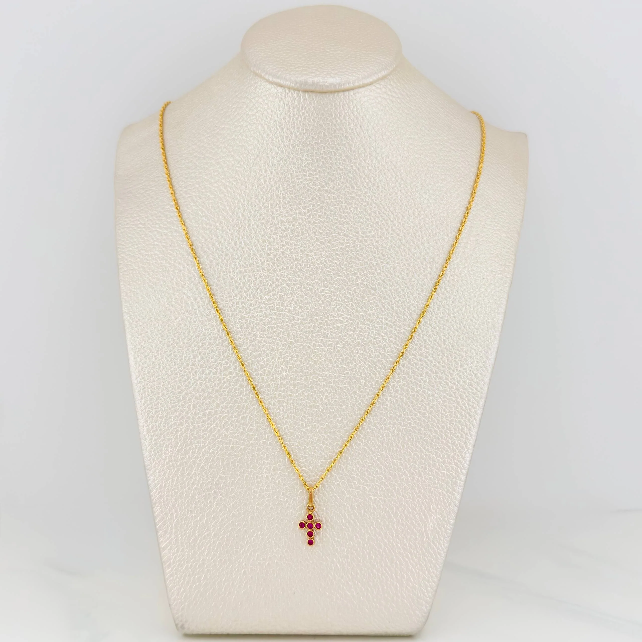 Set Cadena Lazo + Dije Cruz Tupida / 1.7gr / 49.5 cm Oro Amarillo 18K - Image 5
