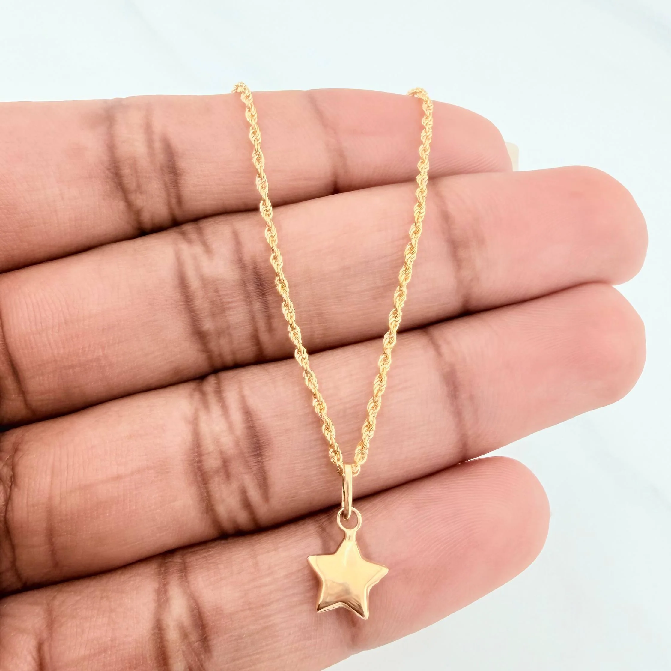 Set Cadena Lazo + Dije Estrella / 1.3gr / 49.9 cm Oro Amarillo 18K - Image 4