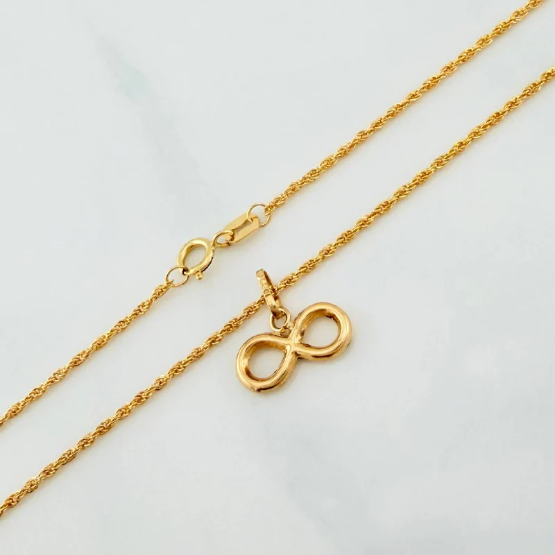 Set Cadena Lazo + Dije Infinito / 1,4 gr / 50 cm Oro Amarillo 18K - Image 3