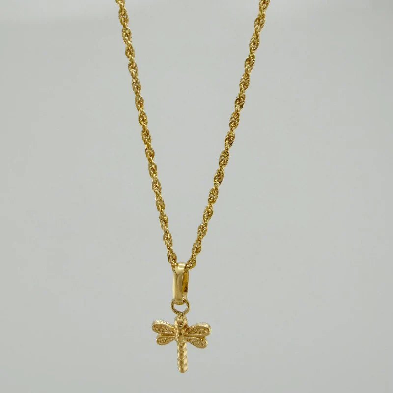 Set Cadena Lazo + Dije Libelula / 1,25 gr / 45 cm Oro Amarillo 18K